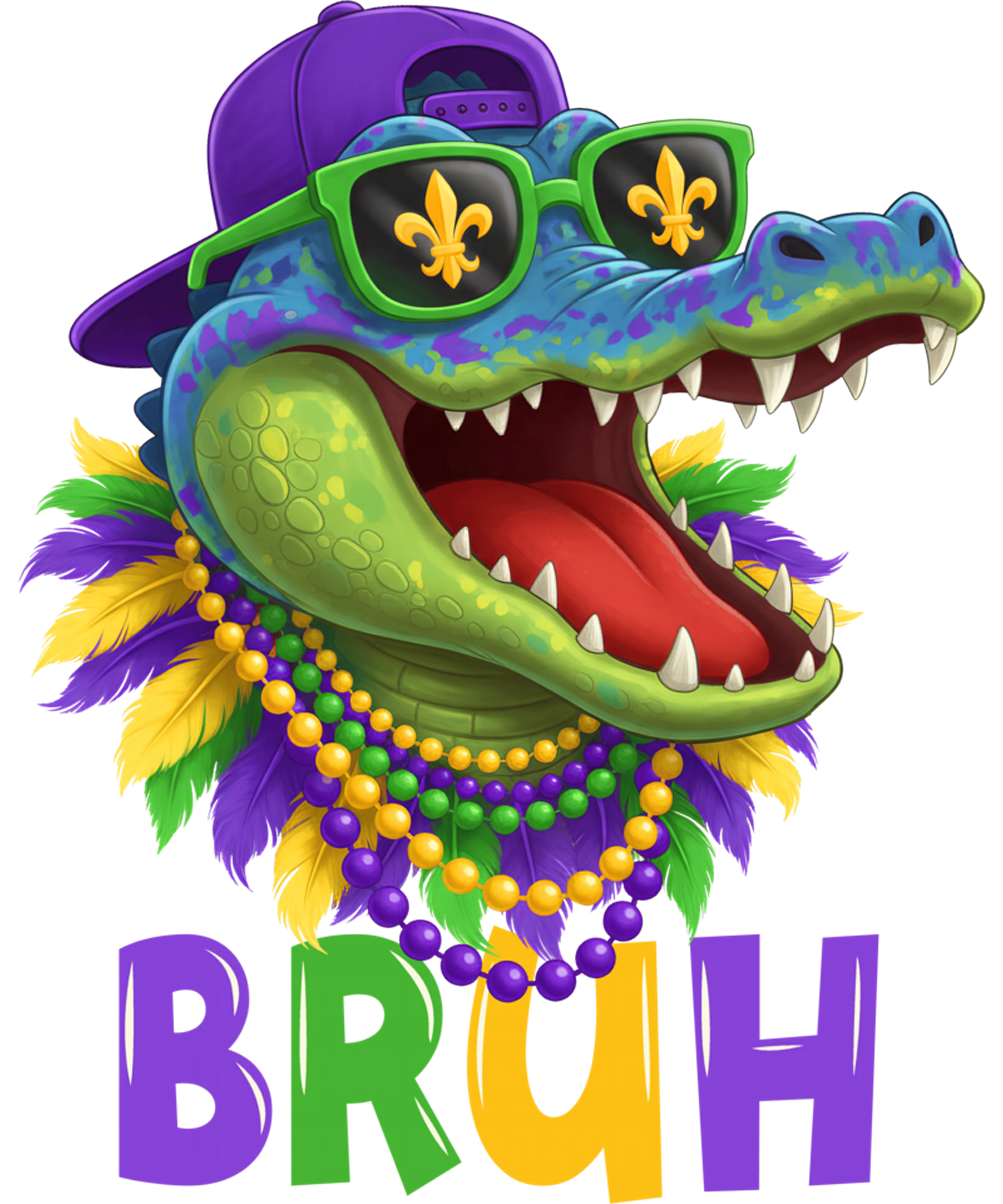 Mardi Gras 312 - Bruh Mardi Gras Costume Teens Boys Kids Mardigator Alligator Sweatshirt