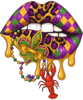 Mardi Gras 623 - Mardi Gras Lips Leopard With Crawfish Beads Funny Carnival Sweatshirt