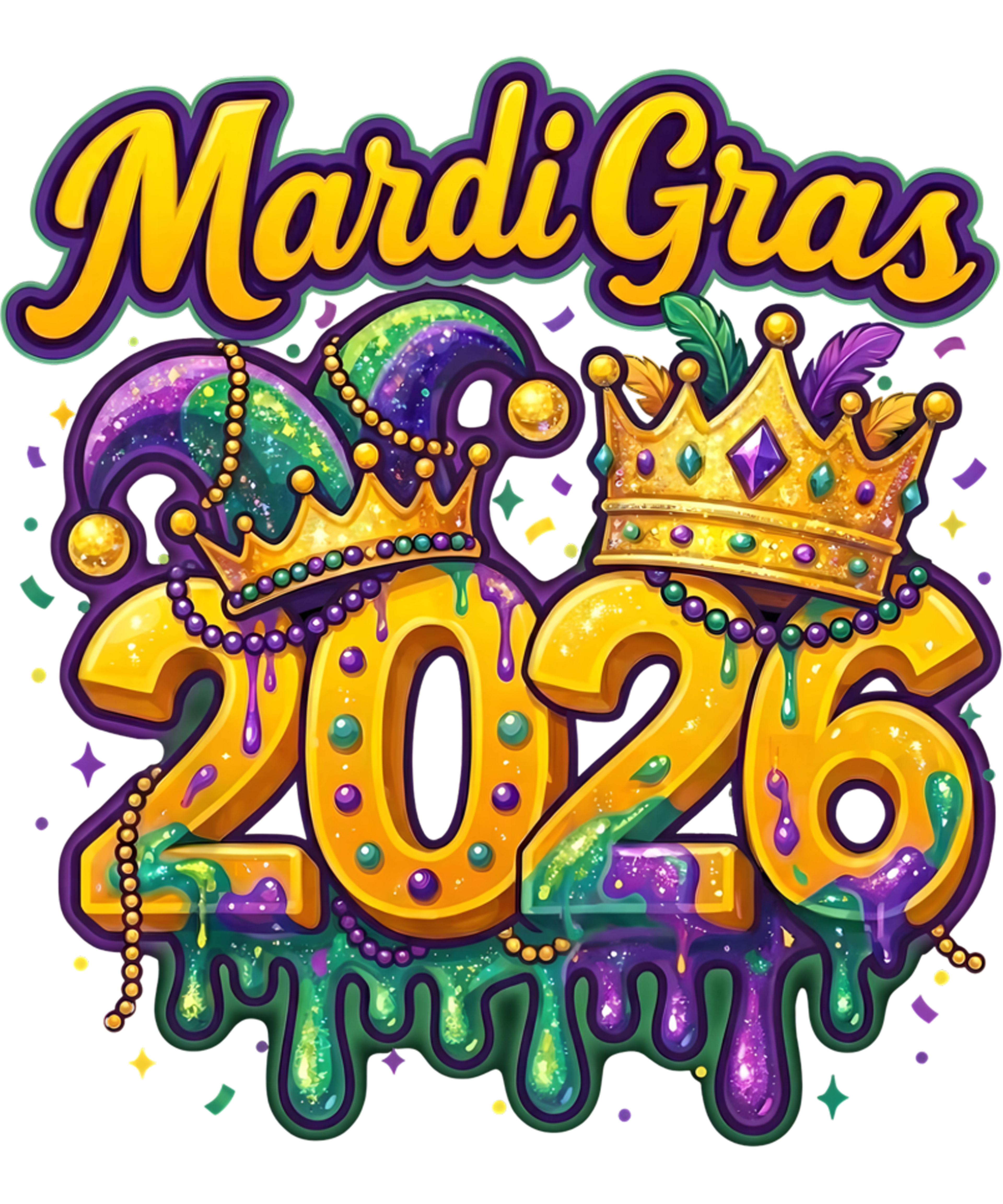 Mardi Gras 548 - Mardi Gras 2026 Carnival Jester Hat Men Women Kids Sweatshirt