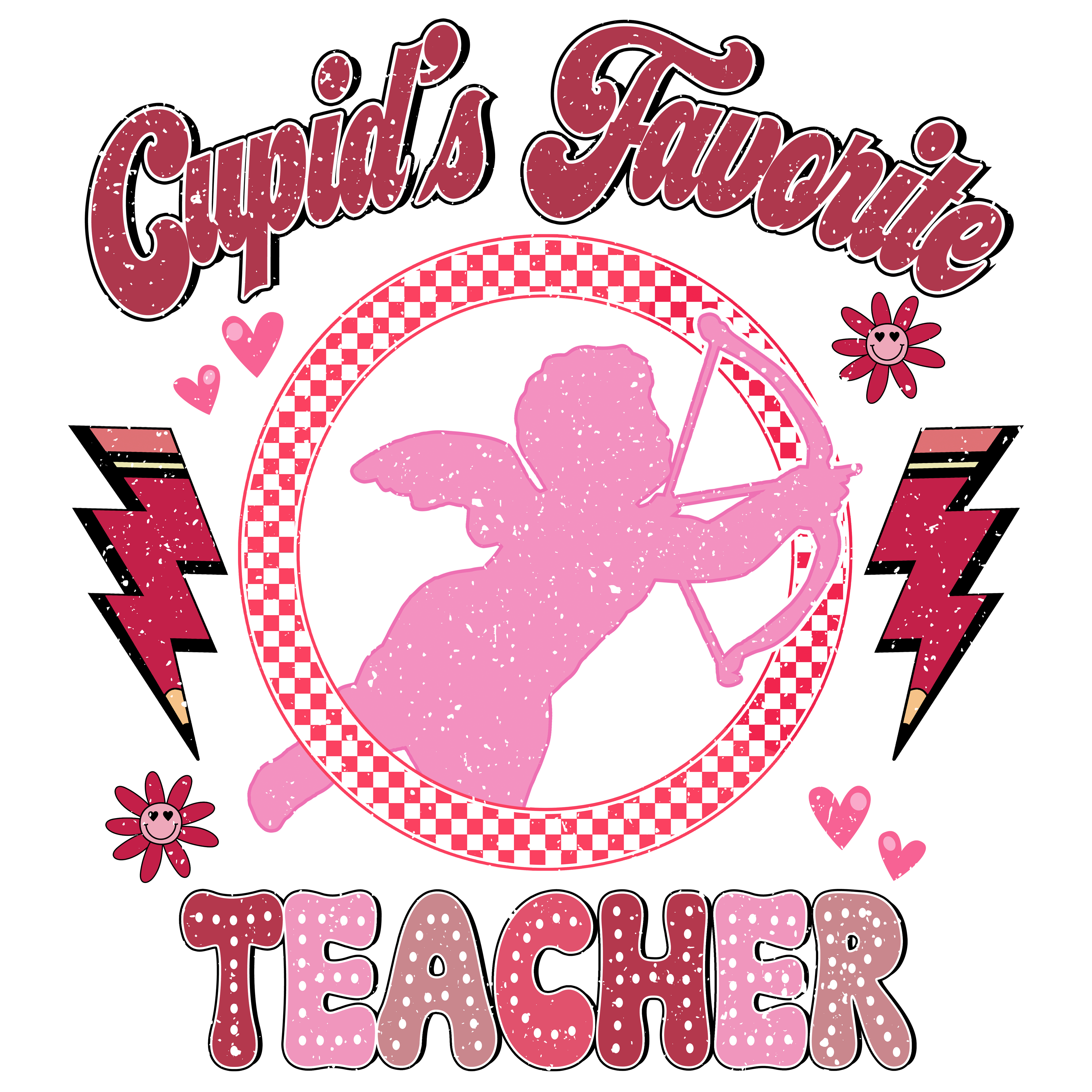 Valentine's Day 32 - Cupid Favorite Teacher Distressed