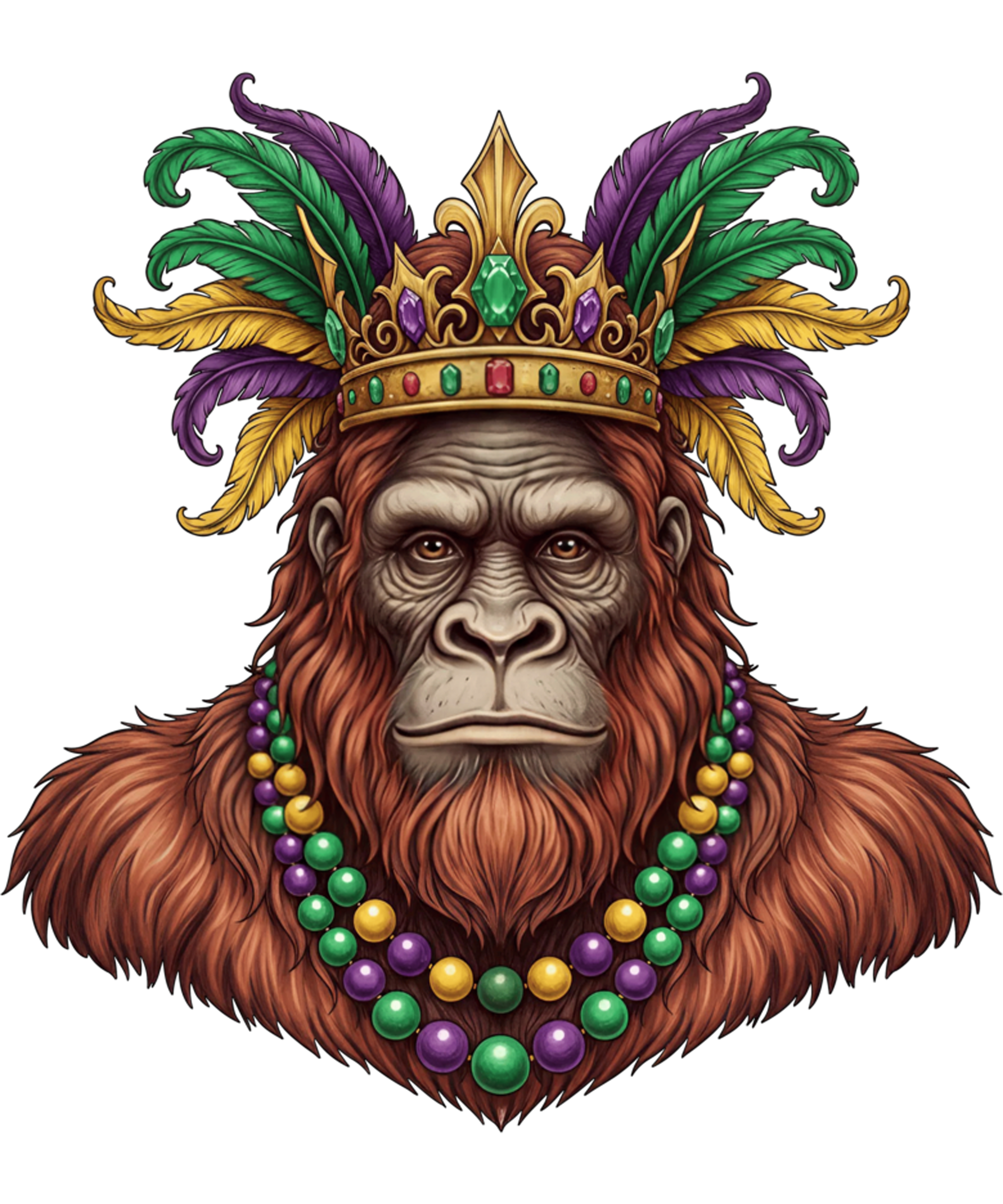 Mardi Gras 410 - Funny Mardi Gras Bigfoot Beads Mask New Orleans Carnival Sweatshirt