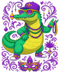 Mardi Gras 554 - Mardi Gras Alligator Funny Mardi Gras Carnival Gator Costume Sweatshirt