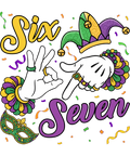 Mardi Gras 392 - Funny 67 Meme Six Seven Mardi Gras Hands Mask Festive Party Sweatshirt