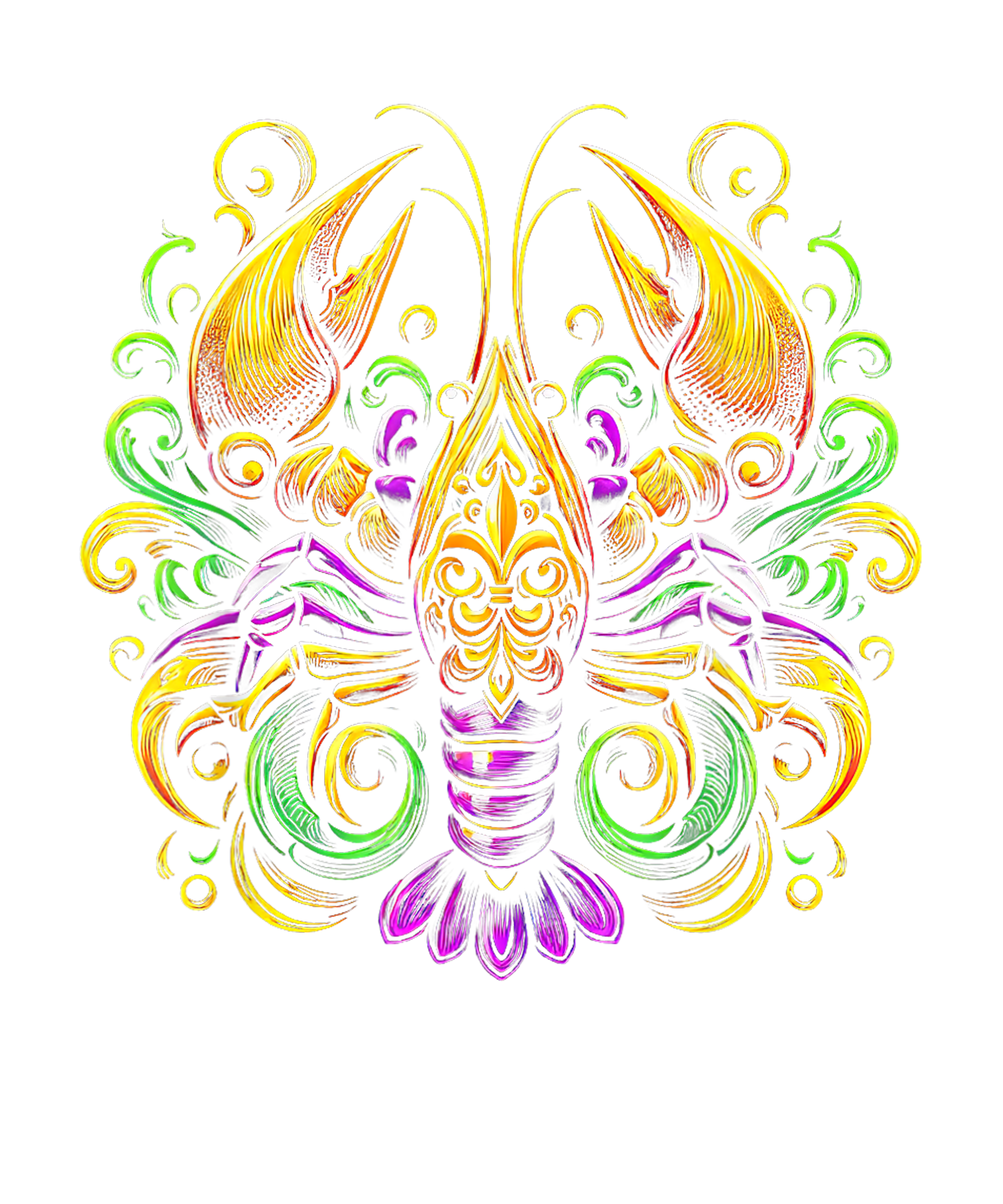 Mardi Gras 593 - Mardi Gras Crawfish Shirt Jester Hat Bead New Orleans T Shirt