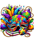 Mardi Gras 558 - Mardi Gras Autism Awareness Mask Feathers Puzzle Sweatshirt