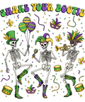 Mardi Gras 427 - Funny Shake Your Bootie Skeleton Mardi Gras Boots Louisiana Sweatshirt