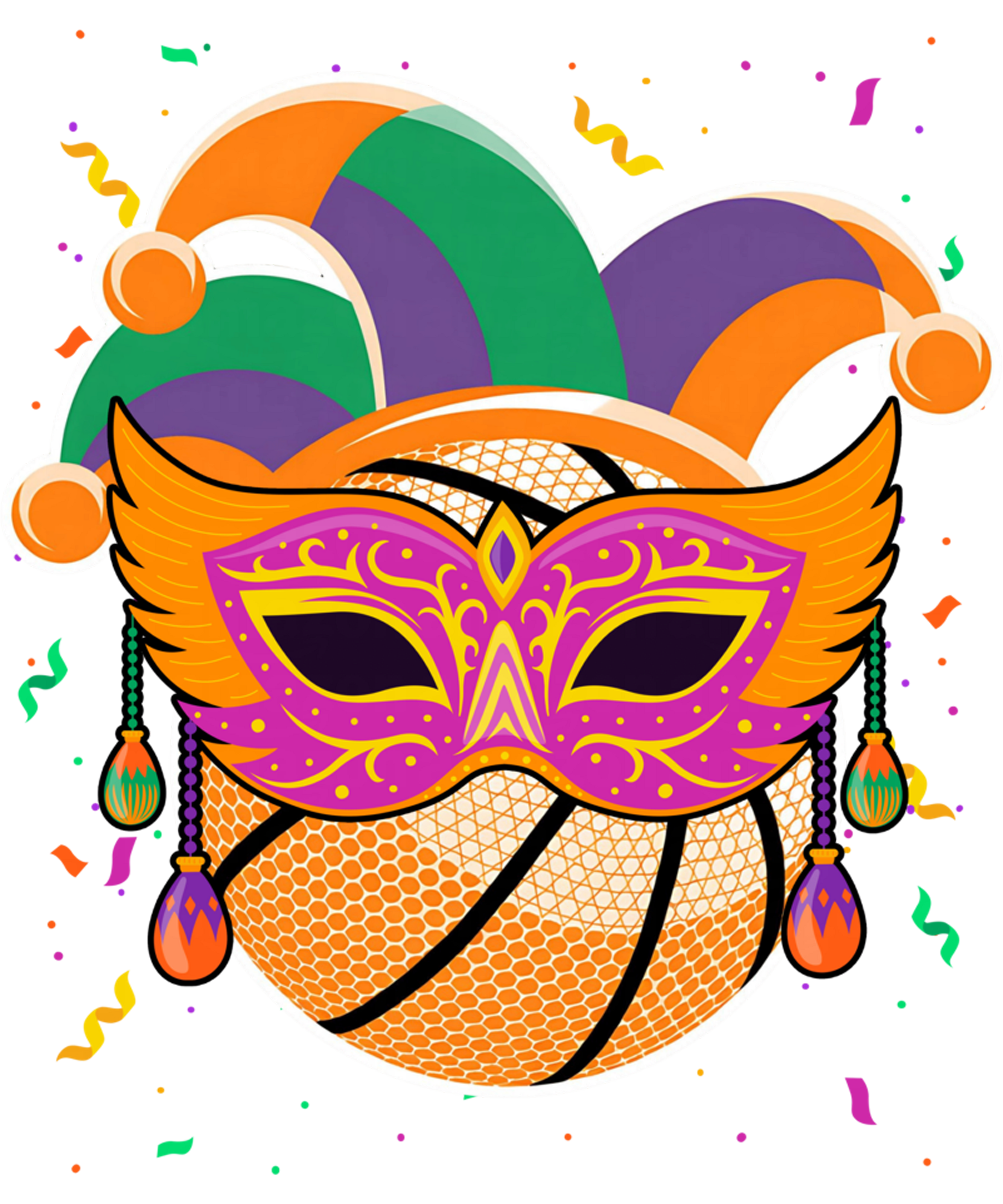 Mardi Gras 291 - Basketball Mardi Gras Jester Hat Costume Carnival Women Men Sweatshirt