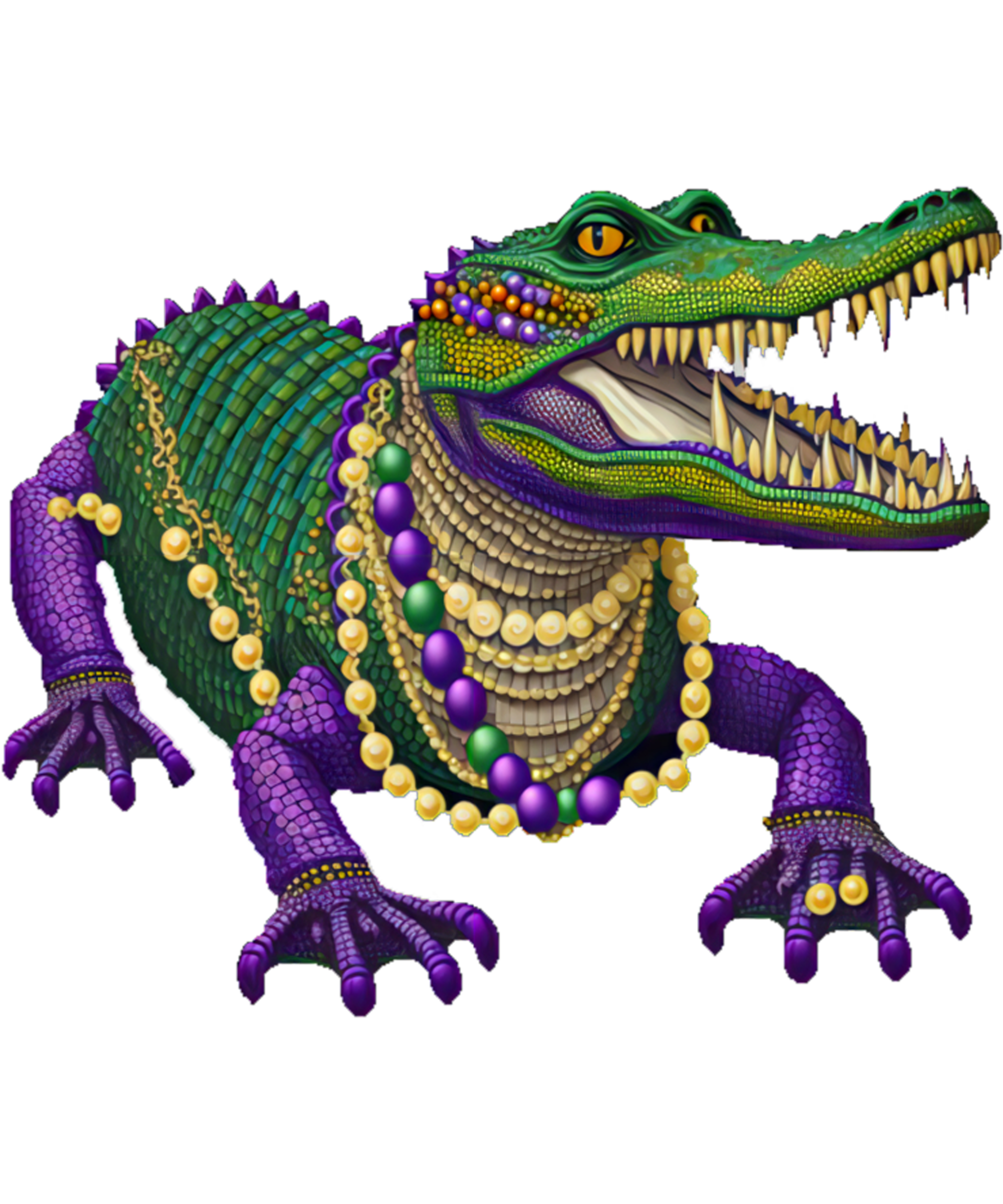 Mardi Gras 557 - Mardi Gras Alligator Wearing Beads Party Parade Sweatshirt