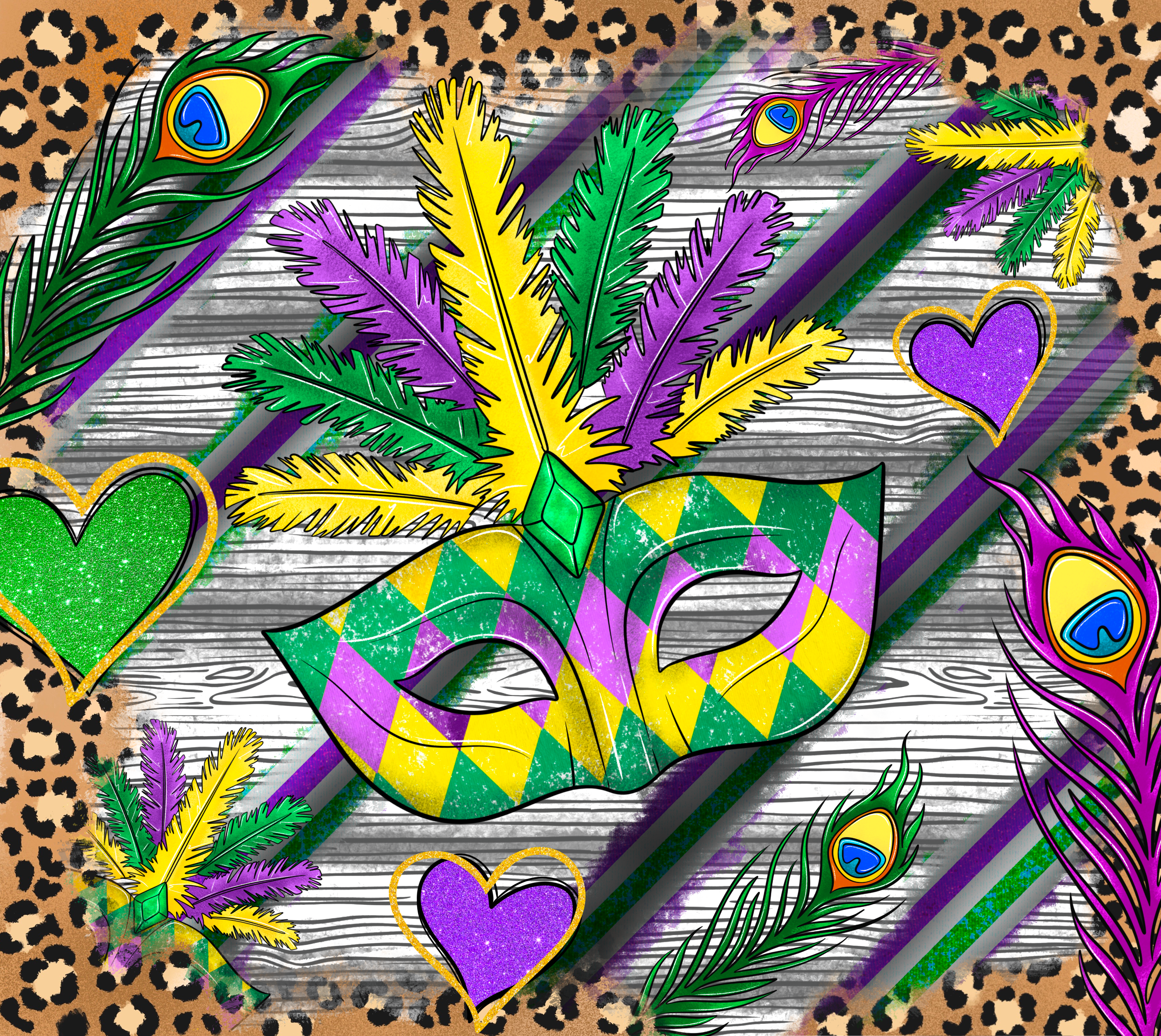 Mardi Gras 789 - Mardigrashathearttumbler