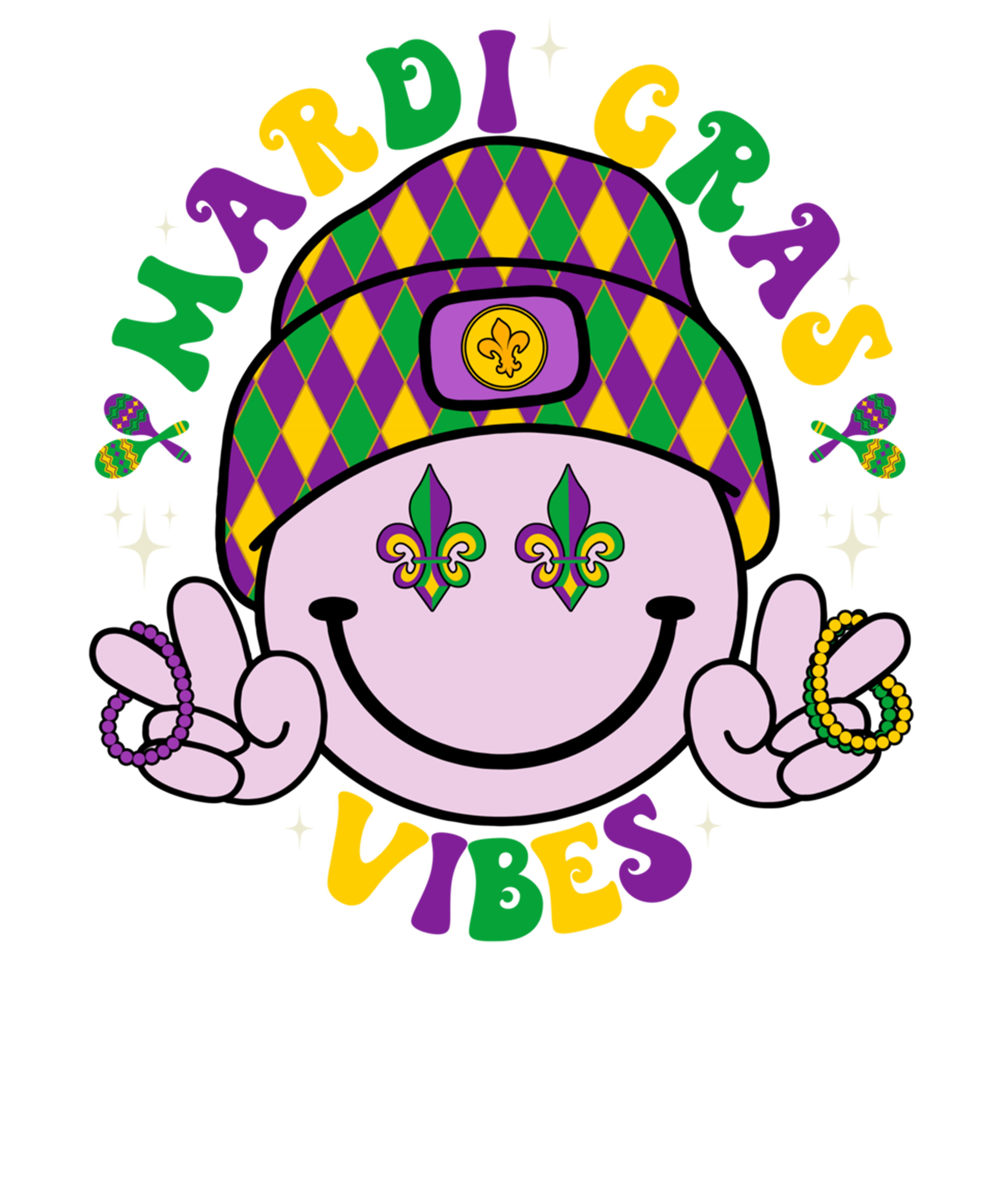 Mardi Gras 677 - Mardi Gras Vibes Smile Face Carnival Costume