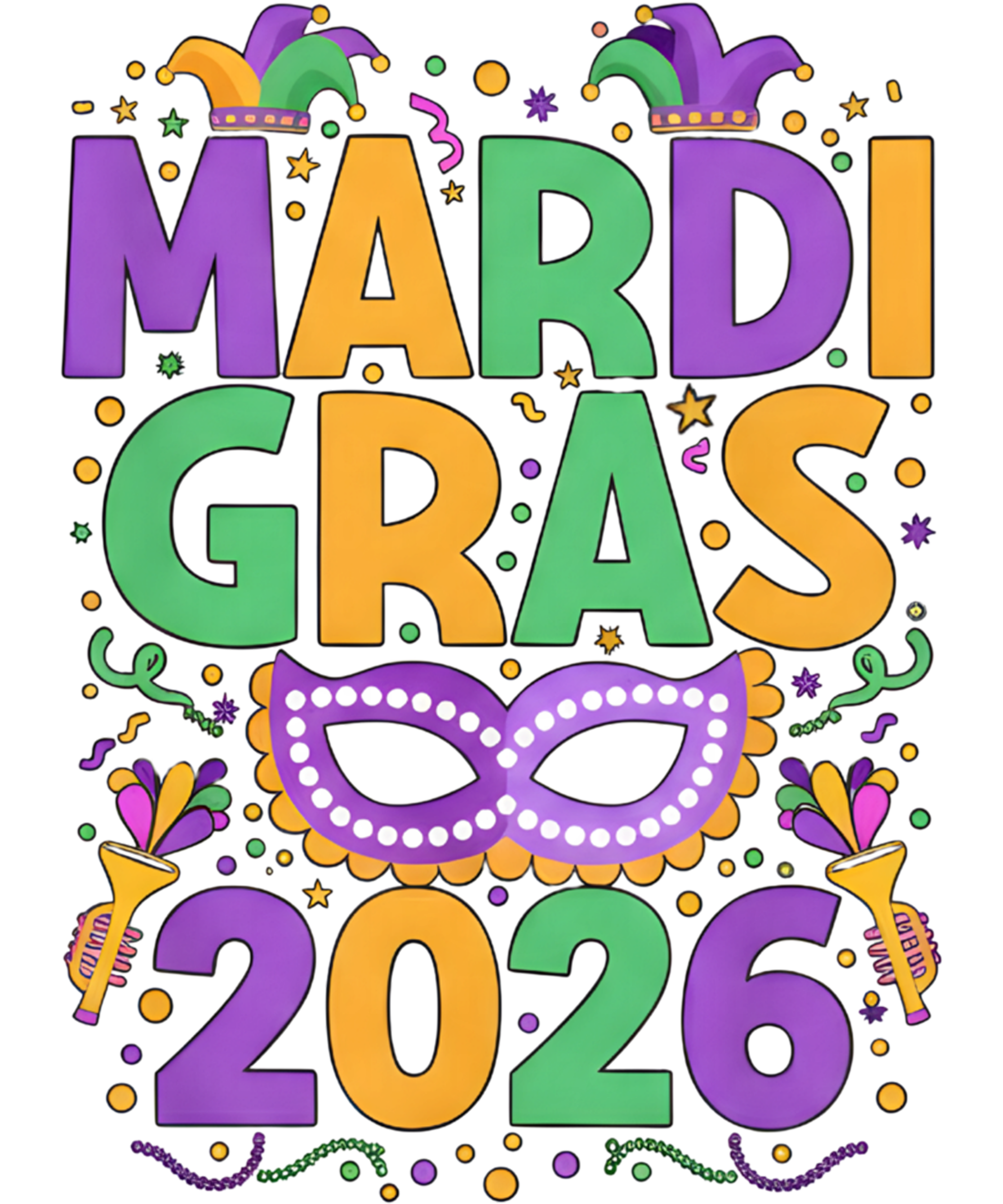 Mardi Gras 443 - Happy Mardi Gras 2026 Costume New Orleans Matching Men Women Sweatshirt