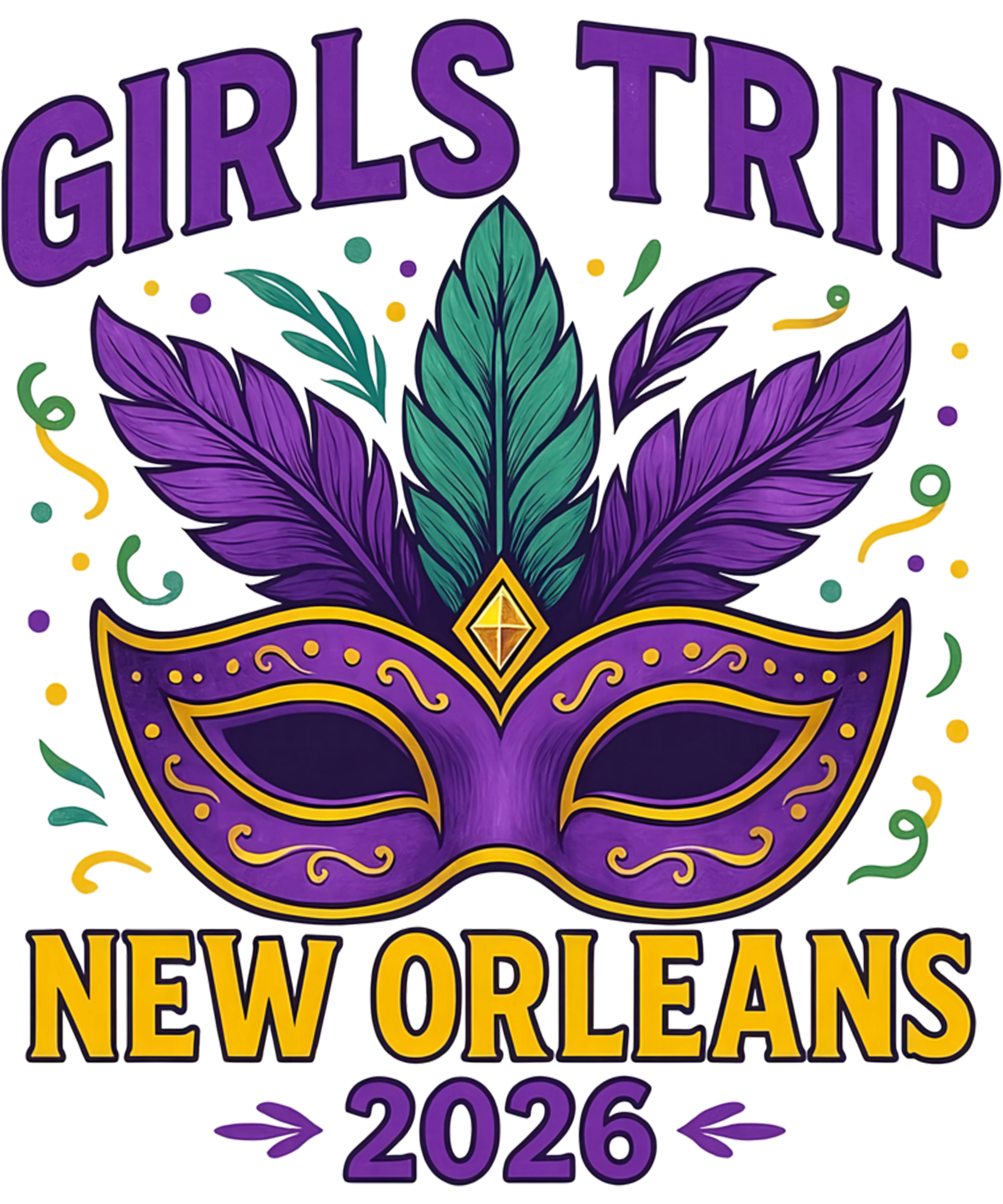 Mardi Gras 432 - Girls Trip New Orleans 2026 Mardi Gras Mask Beads Matching Sweatshirt (1)