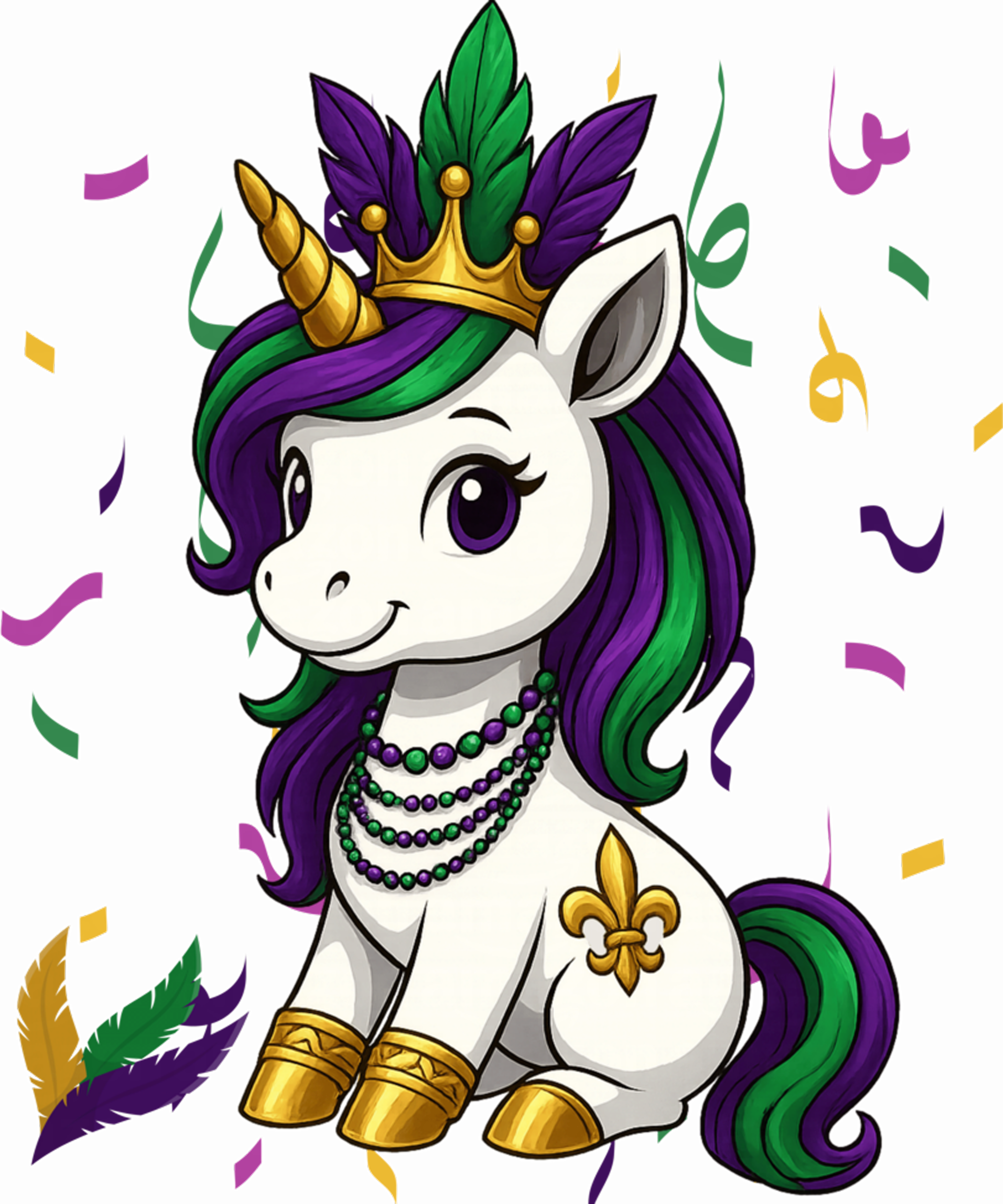 Mardi Gras 354 - Cute Unicorn Crawfish Beads Mardi Gras Carnival Funny Sweatshirt