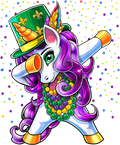 Mardi Gras 606 - Mardi Gras Dabbing Unicorn Jester Hat Bead Costume Women T Shirt