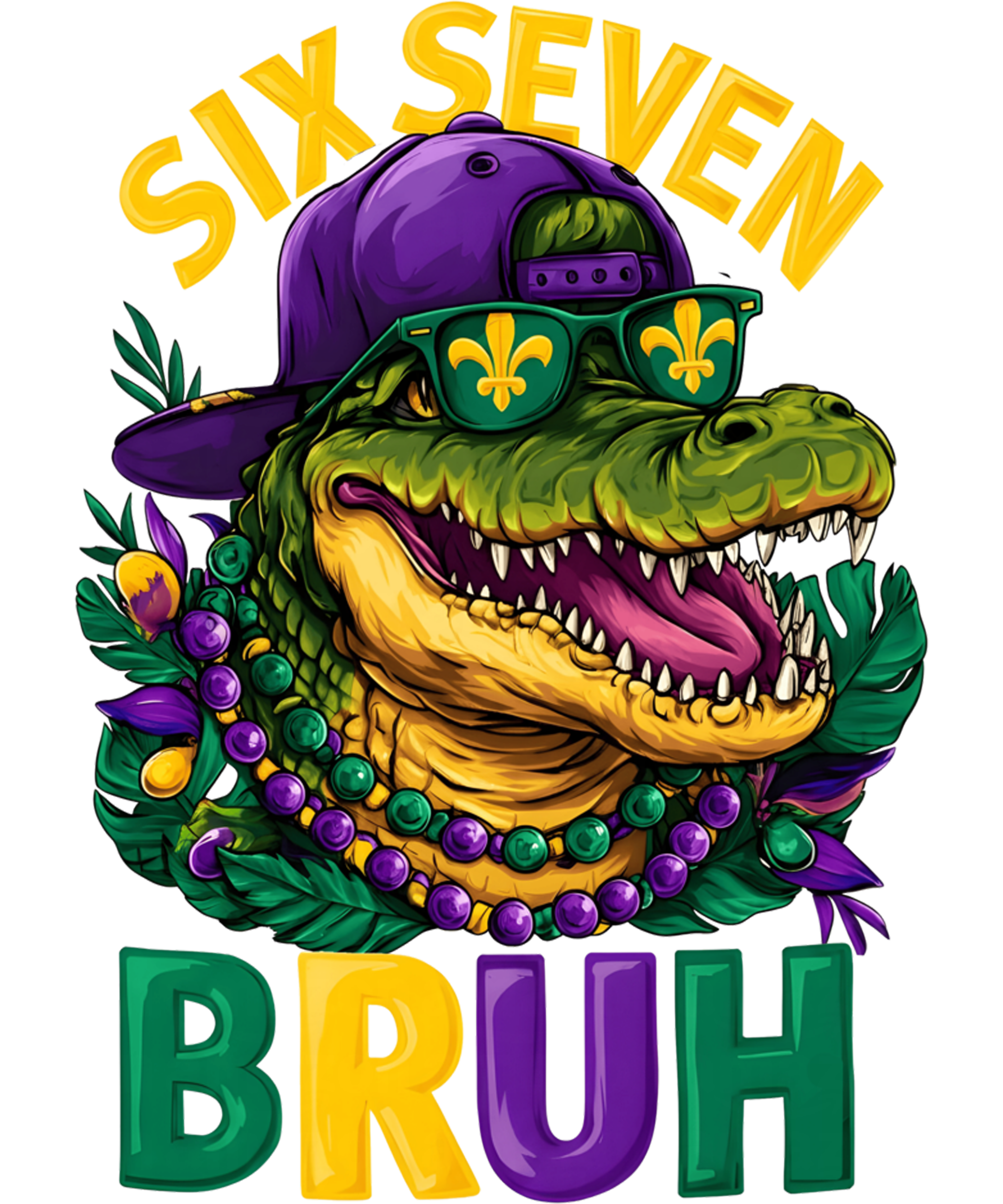 Mardi Gras 665 - Mardi Gras Six Seven Bruh Mardigator Alligator 6 7 Meme Boy Sweatshirt (3)