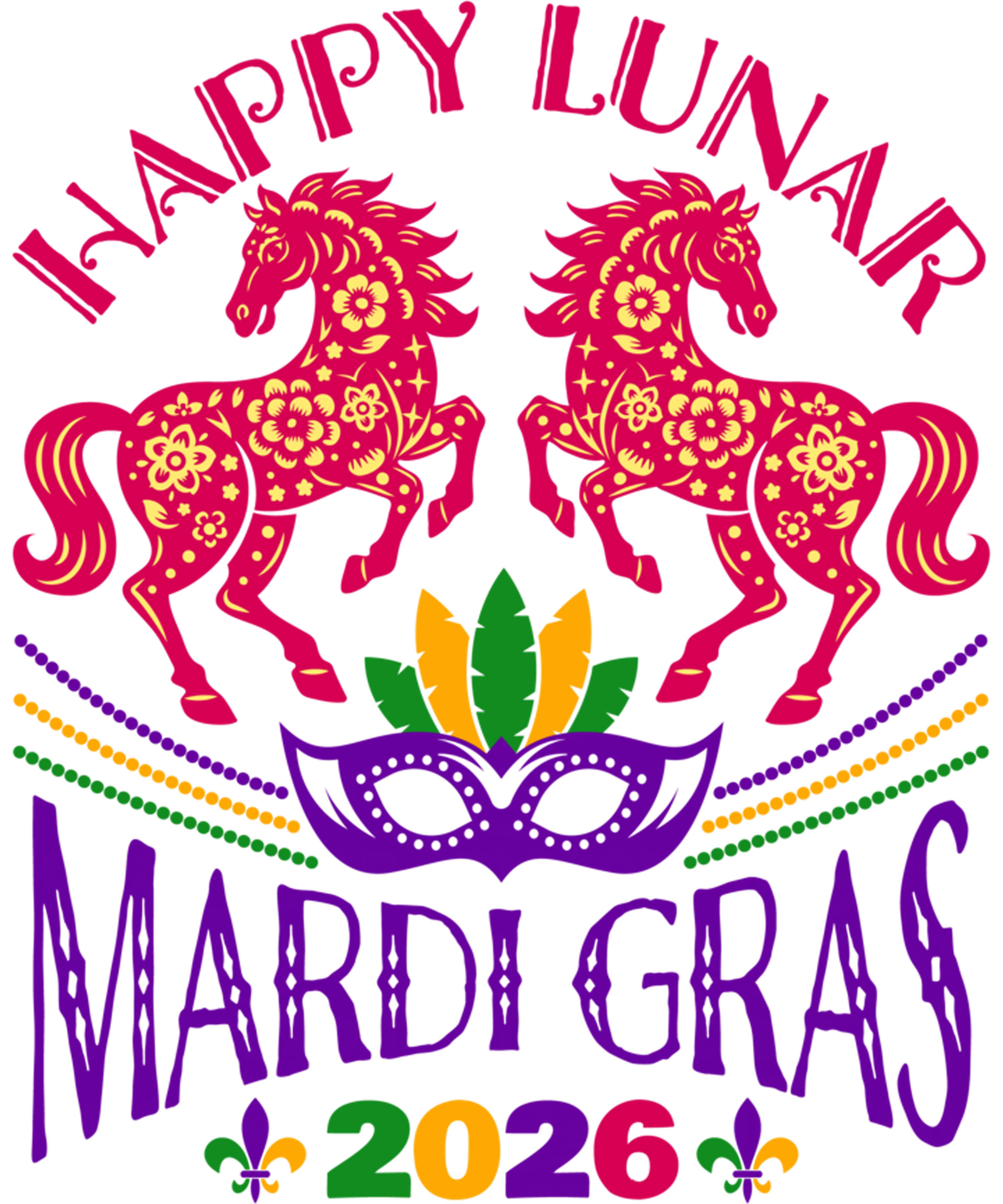 Mardi Gras 442 - Happy Lunar Mardi Gras 2026 Chinese New Year Sweatshirt