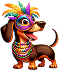 Mardi Gras 607 - Mardi Gras Dachshund Wearing Mardi Gras Costume Beads Mask Sweatshirt