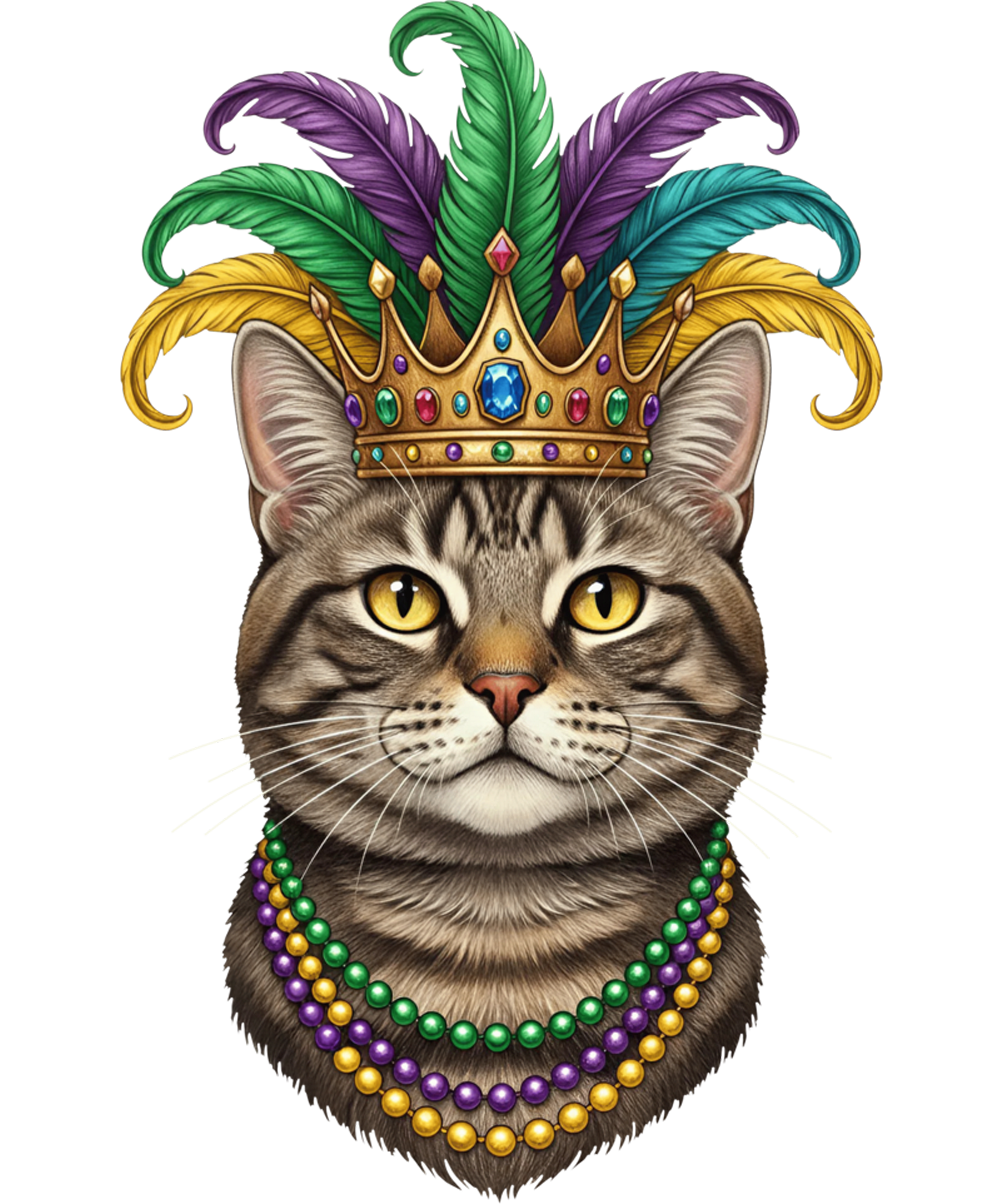 Mardi Gras 411 - Funny Mardi Gras Cat Beads New Orleans Carnival Cat Lovers Sweatshirt