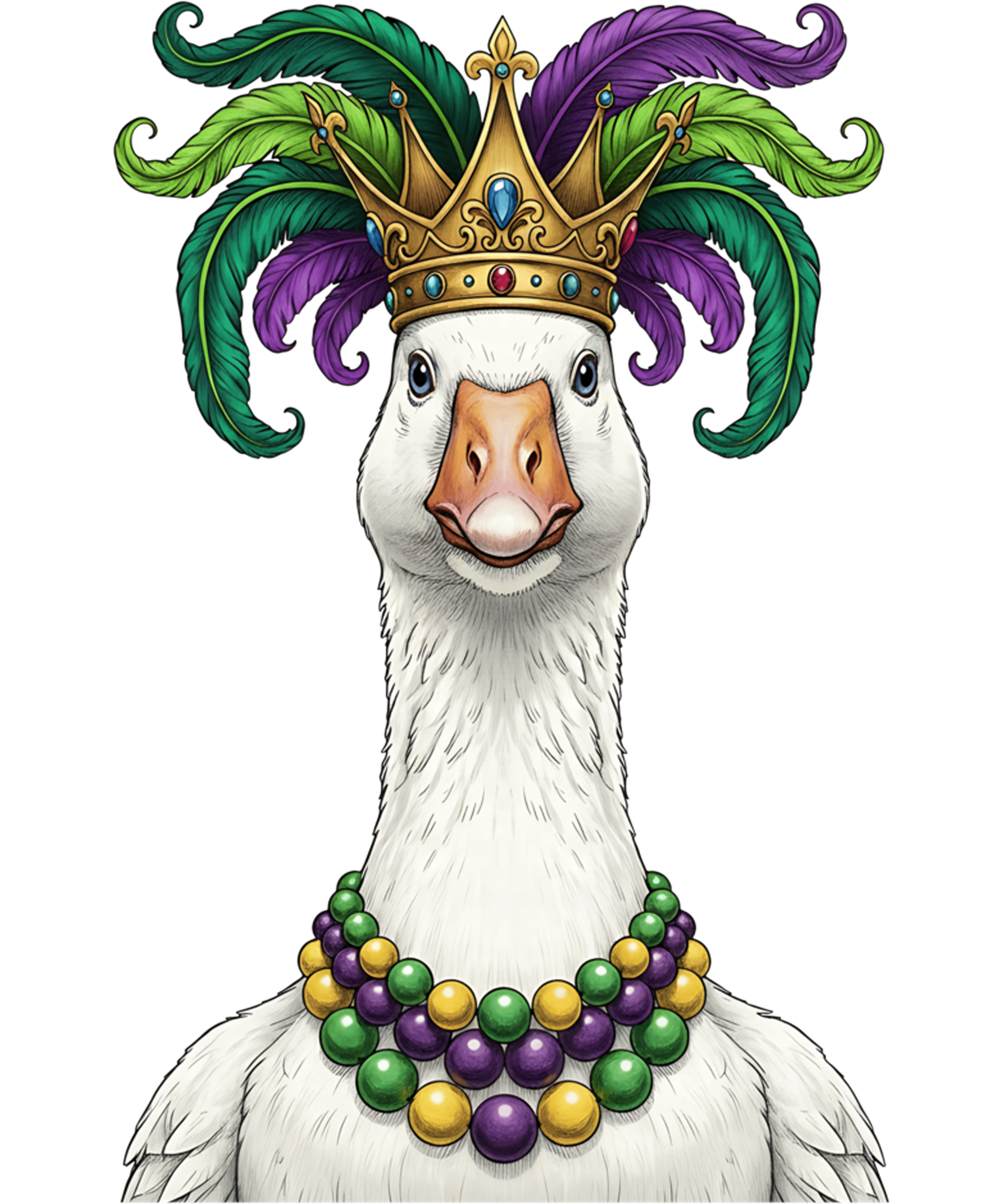 Mardi Gras 415 - Funny Mardi Gras Goose Beads Mask New Orleans Carnival Sweatshirt