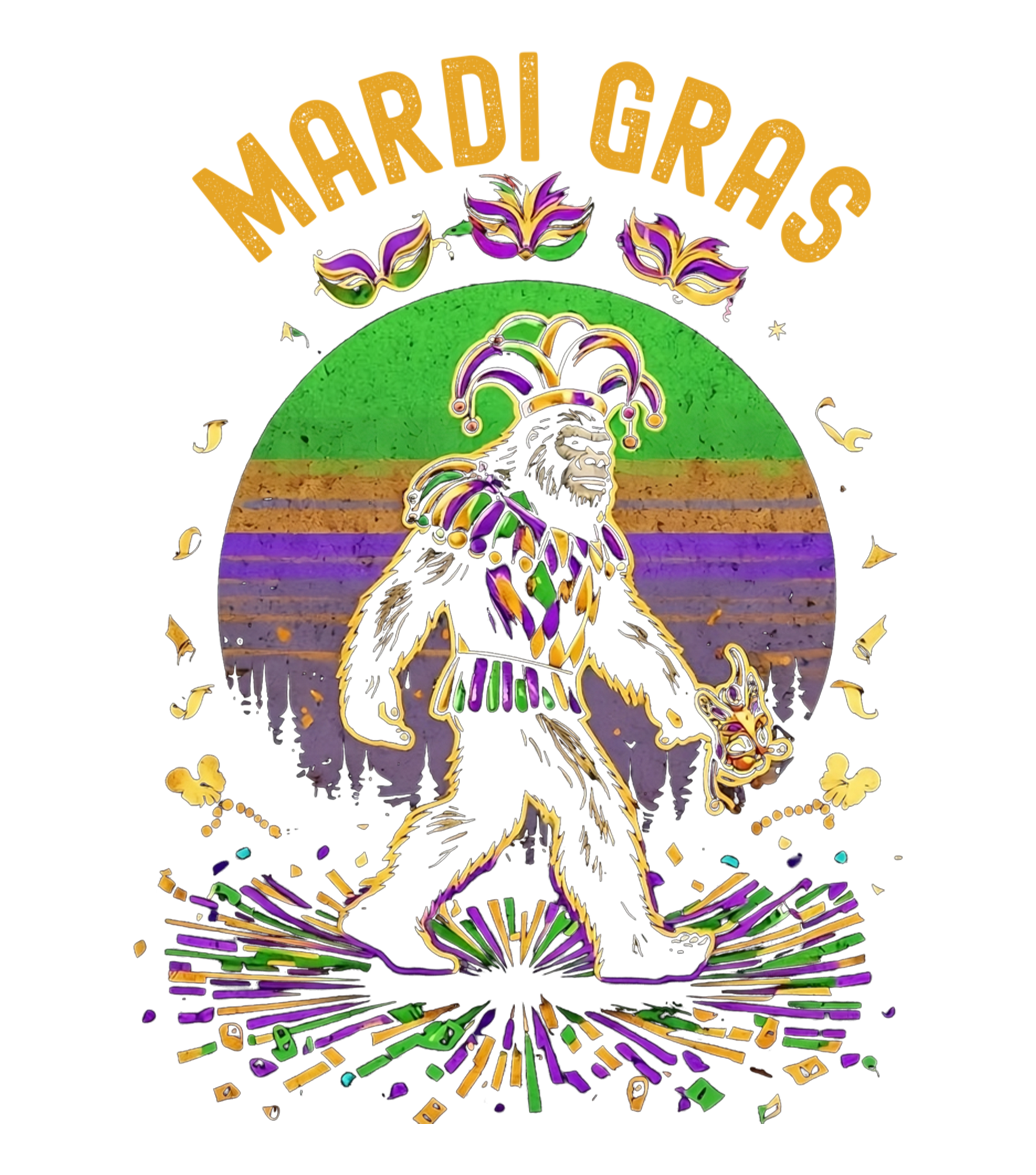 Mardi Gras 848 - Merch Mardi Gras Bigfoot Funny Long Sleeve T Shirt