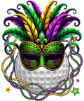 Mardi Gras 439 - Golf Ball Wearing Mardi Gras Masked Beads Funny Player Sweatshirt