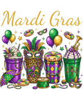 Mardi Gras 646 - Mardi Gras Party Drinks & Masks Colorful Carnival Party Sweatshirt