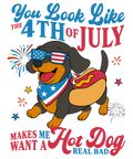 4th of July 488 - Or 29052025 Nhuy You Look Like 4th Of July Makes Me Want A Hot Dog Real Bad Funny Dachshund America 4th Of July