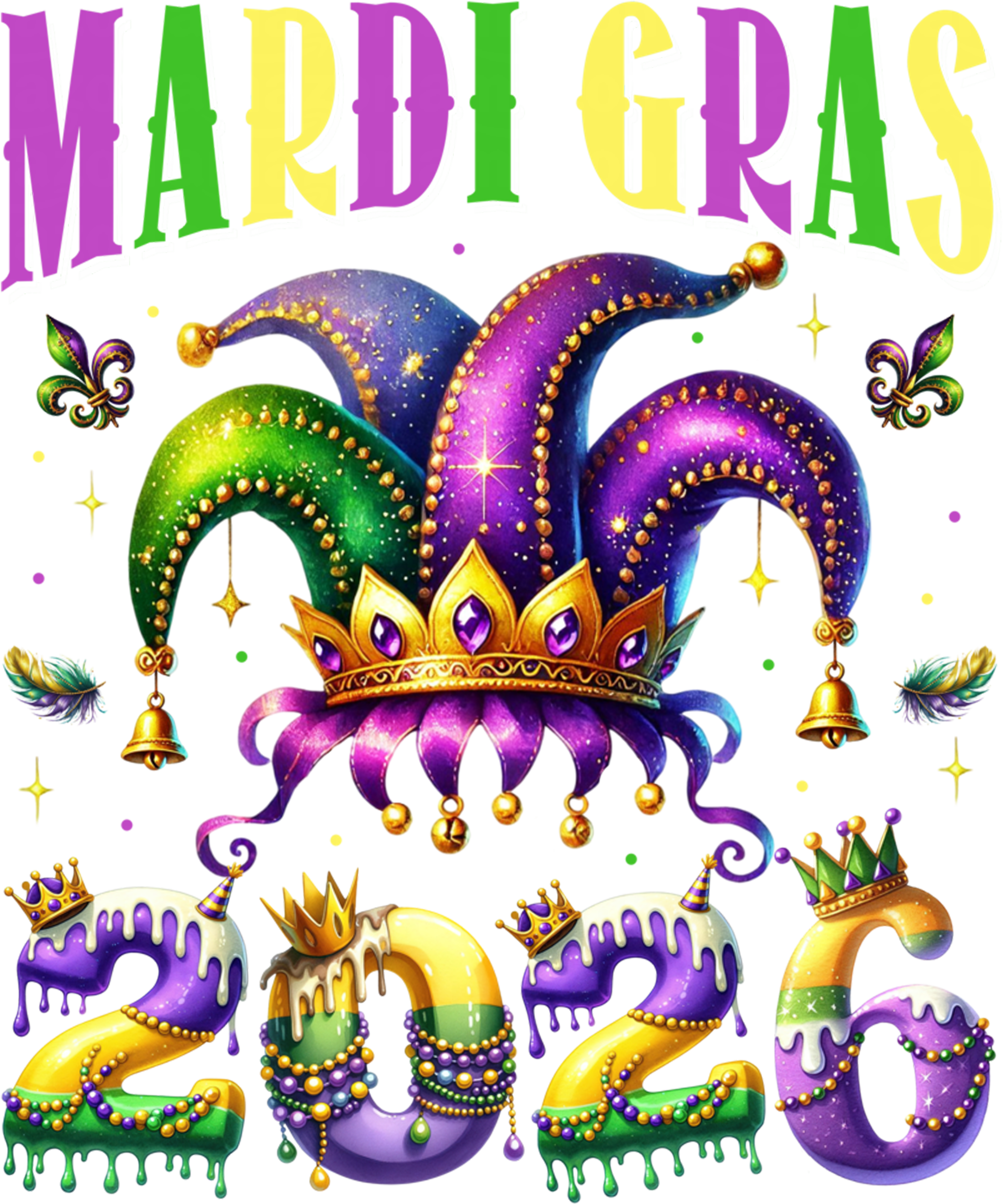 Mardi Gras 549 - Mardi Gras 2026 Jester Outfit Kids Girls Boys Men Women Sweatshirt