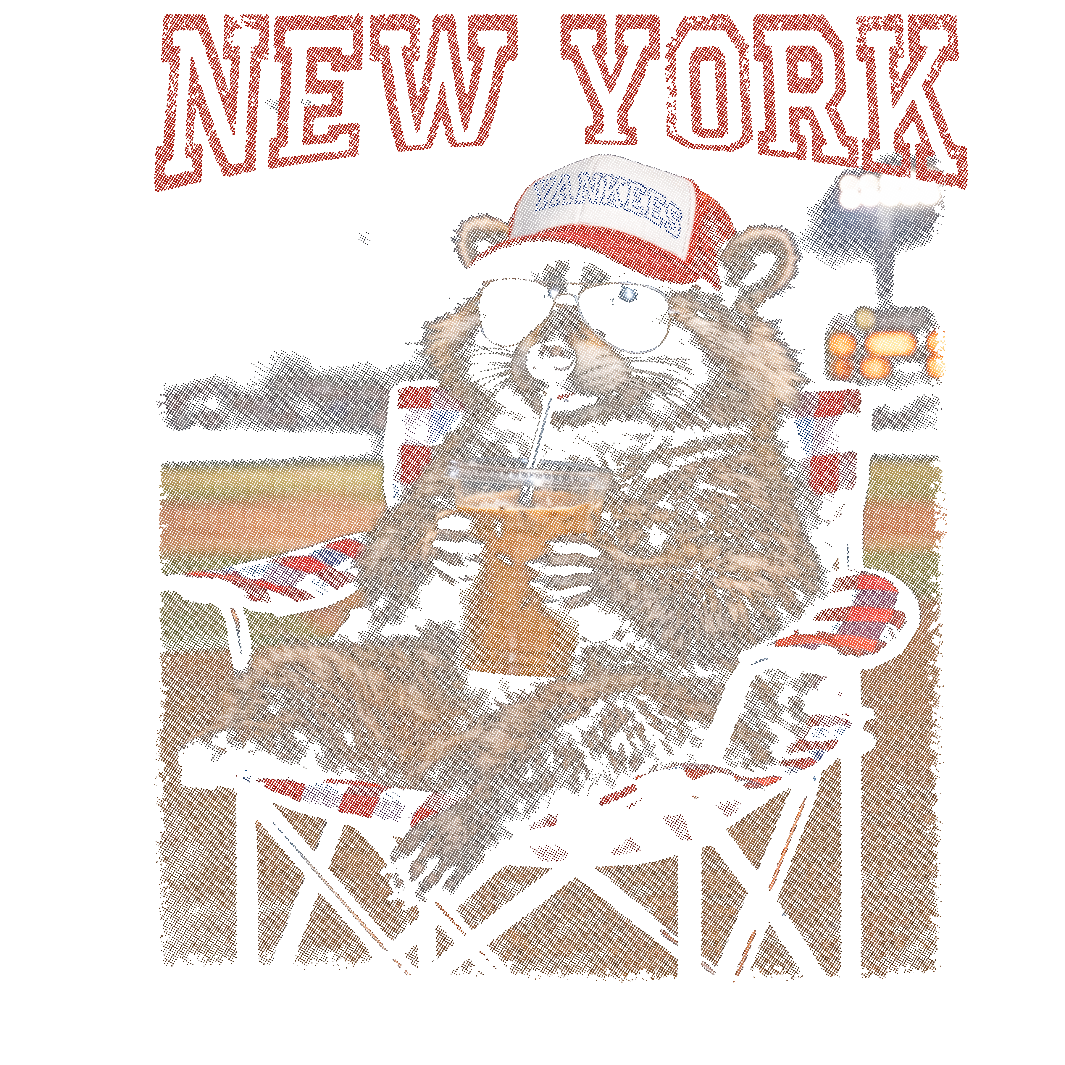 Randomness 1217 - New York Yankees Halftone Raccoon