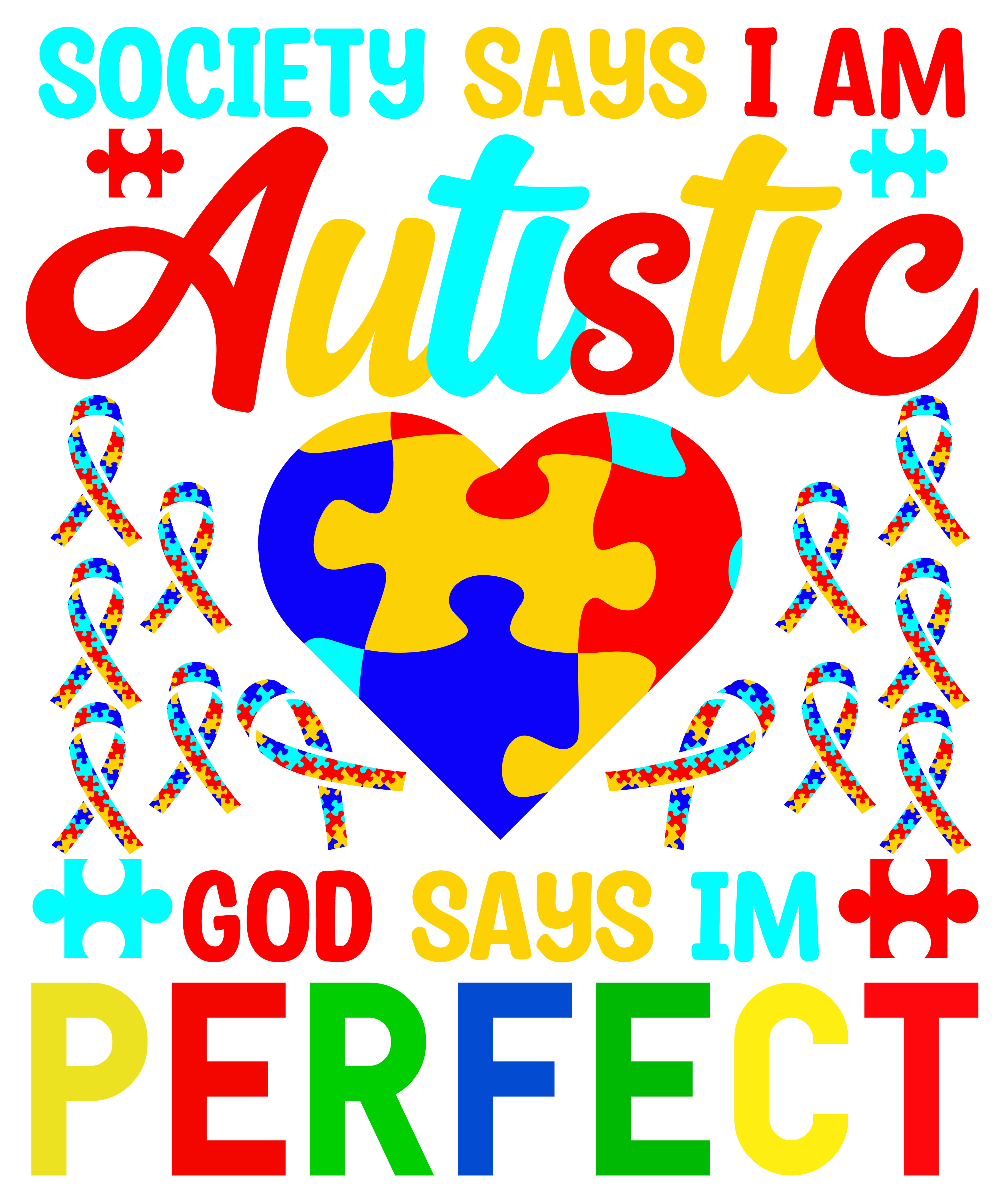 Autism 411 - Copy Of 17.Rainbow Heart And Autism Awareness Design