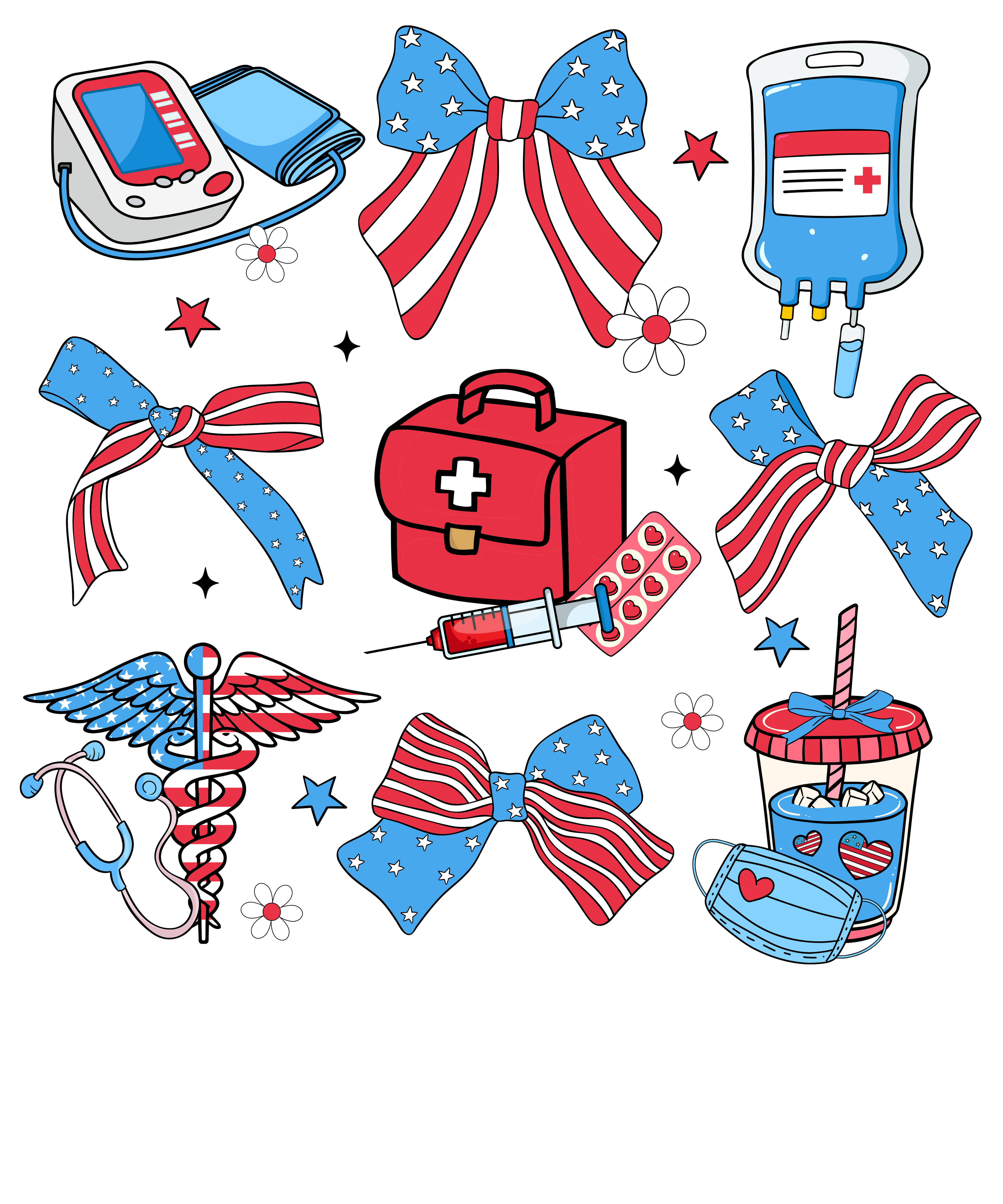 4th of July 414 - Or 02062025 Nhuy Coquette Bow Nurse America 4th Of July