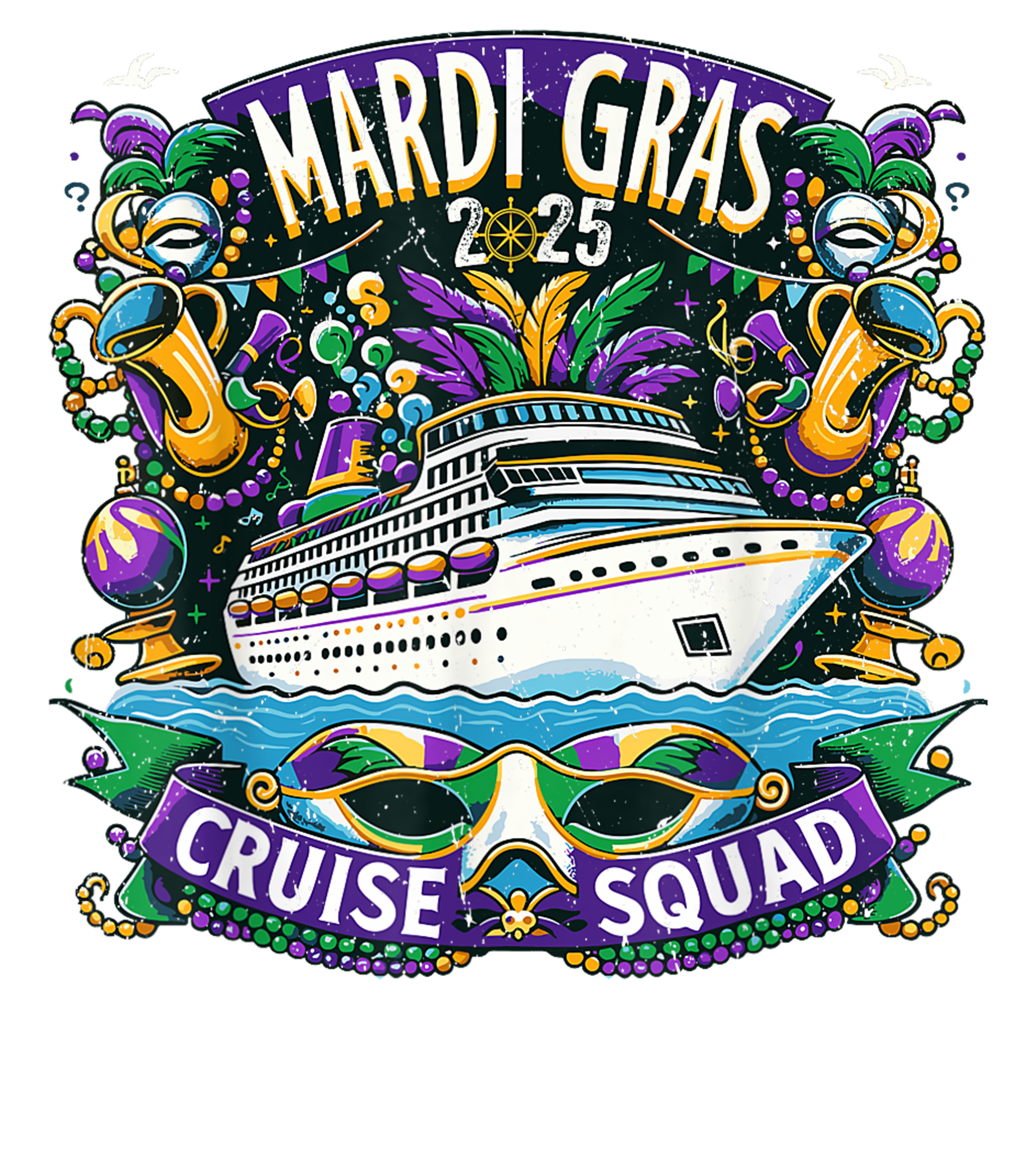 Mardi Gras 847 - Merch Mardi Gras 2025 Cruise Squad Family Matching Group T Shirt