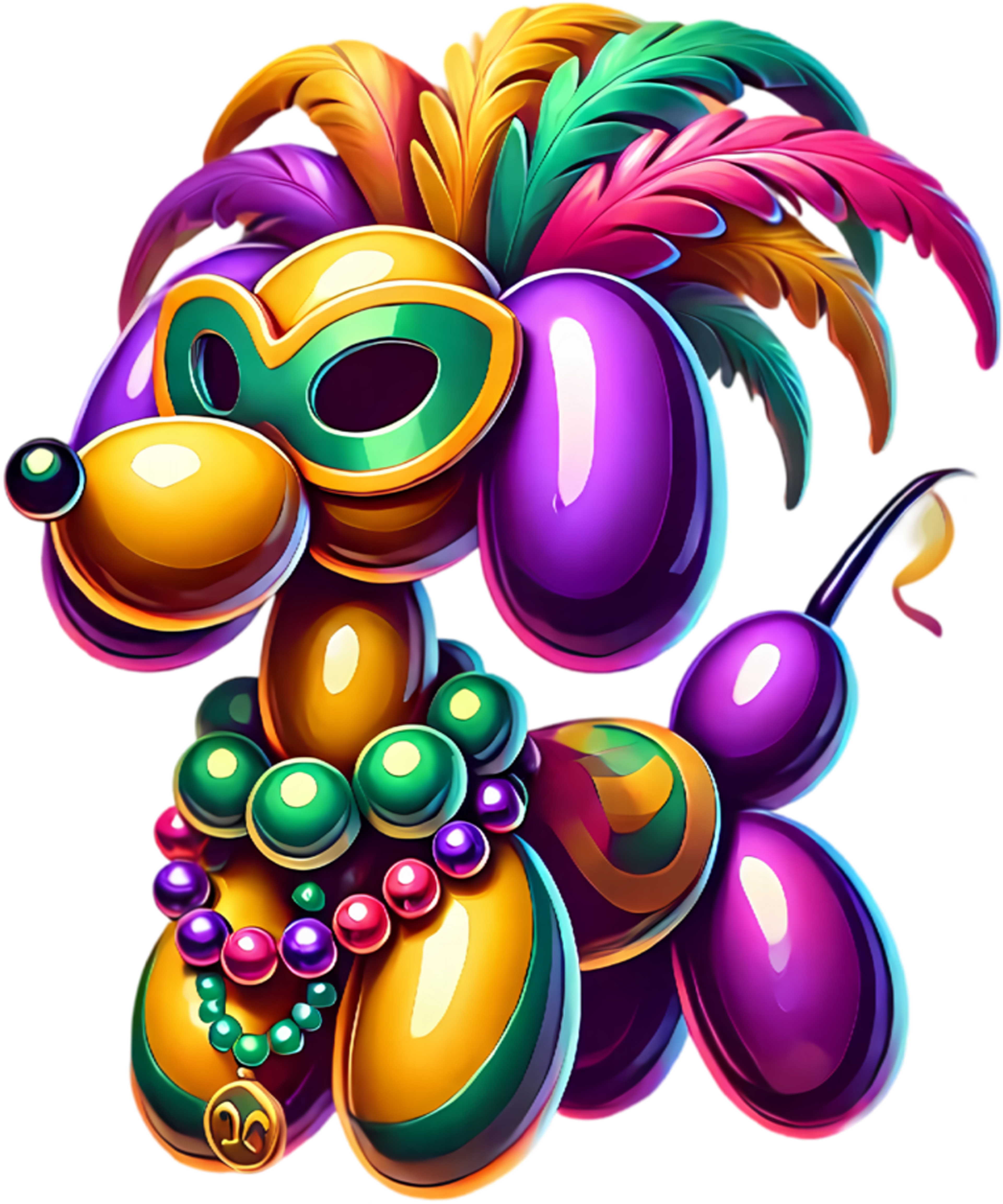 Mardi Gras 560 - Mardi Gras Balloon Dog Wearing Mardi Gras Costume Beads Sweatshirt