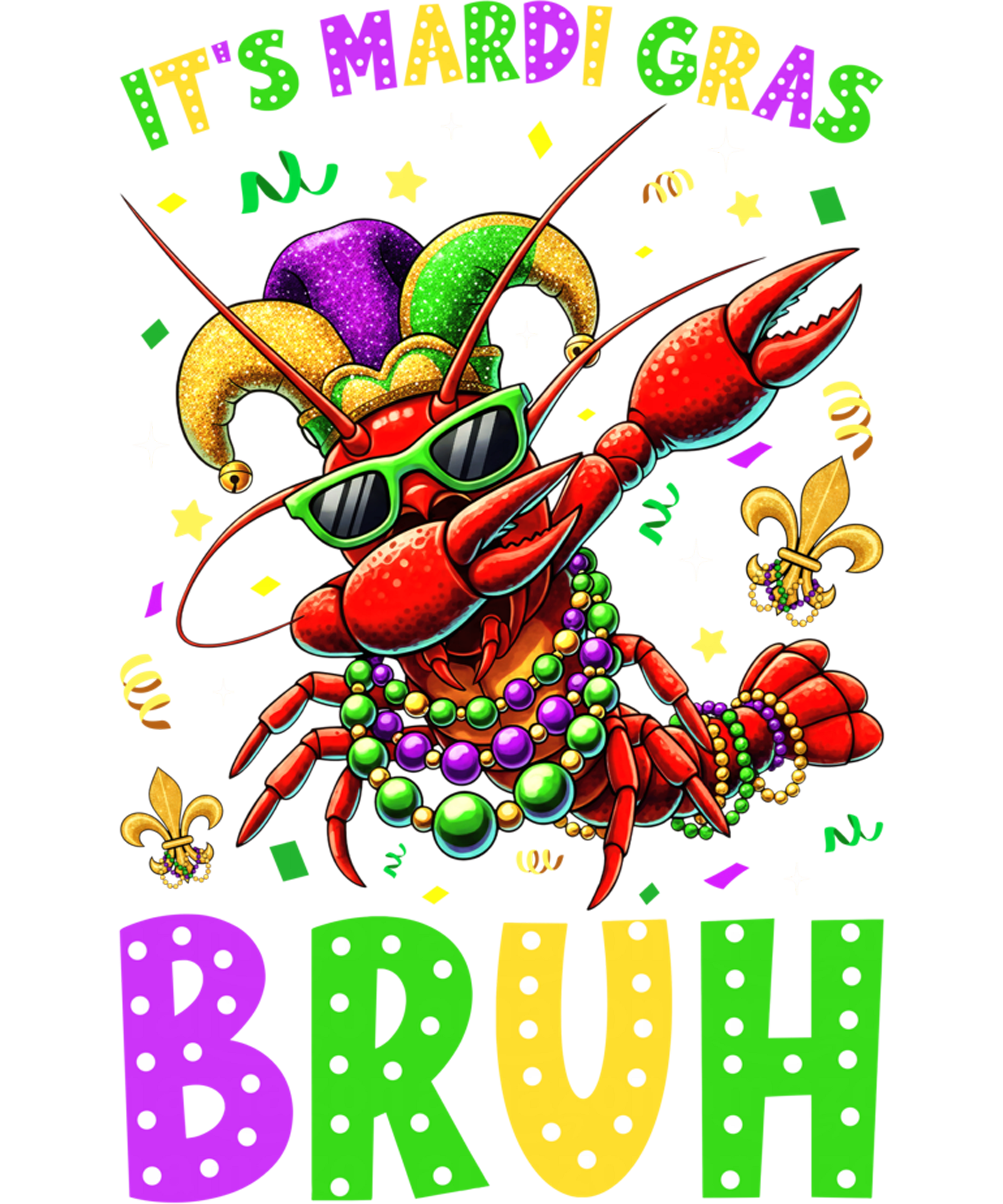Mardi Gras 398 - Funny It’S Mardi Gras Bruh Dabbing Crawfish Carnival Kids Sweatshirt