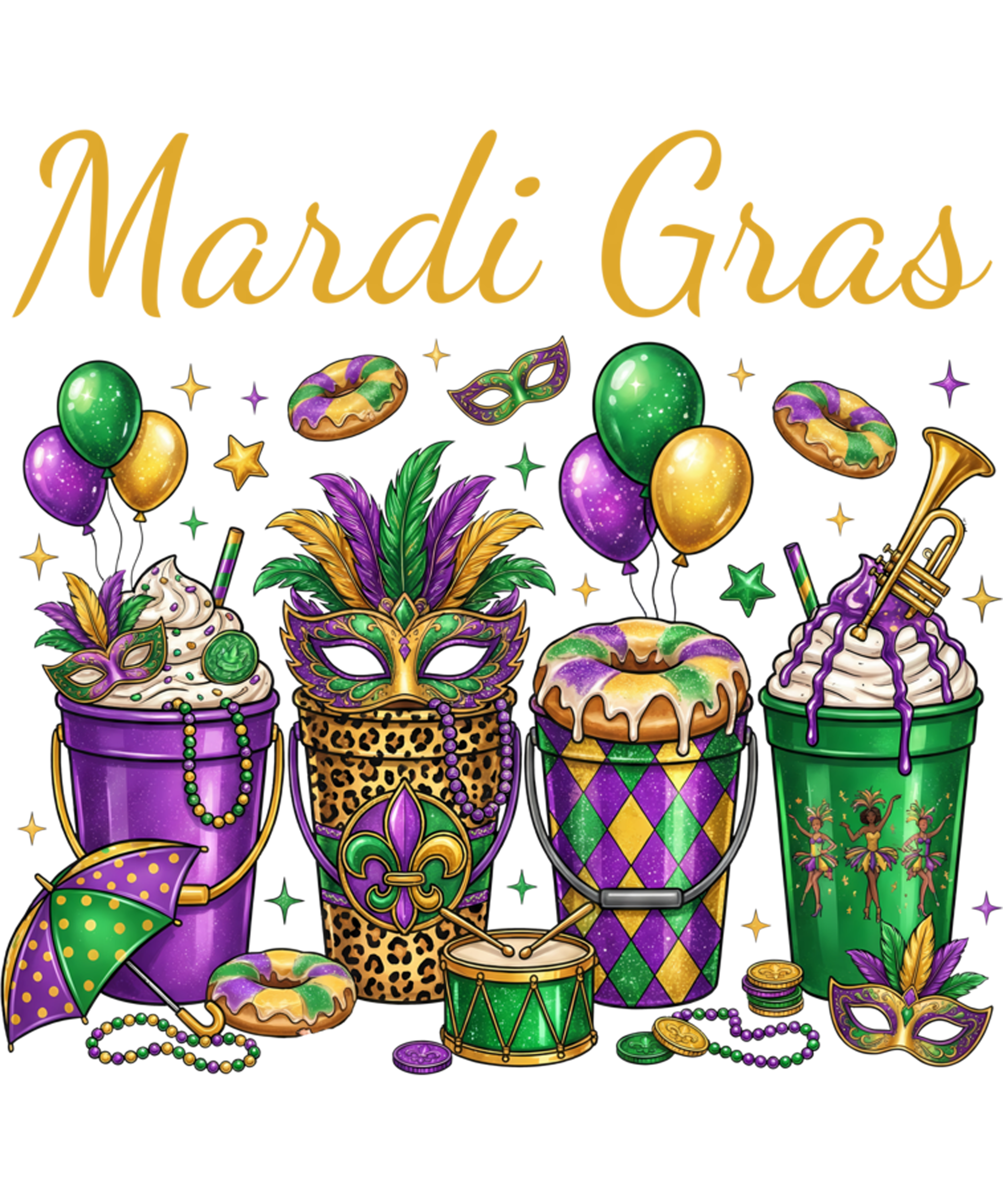 Mardi Gras Party Drinks & Masks Colorful Carnival Party Sweatshirt