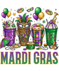 Mardi Gras 645 - Mardi Gras Party Drinks & Masks Colorful Carnival Party Sweatshirt (1)