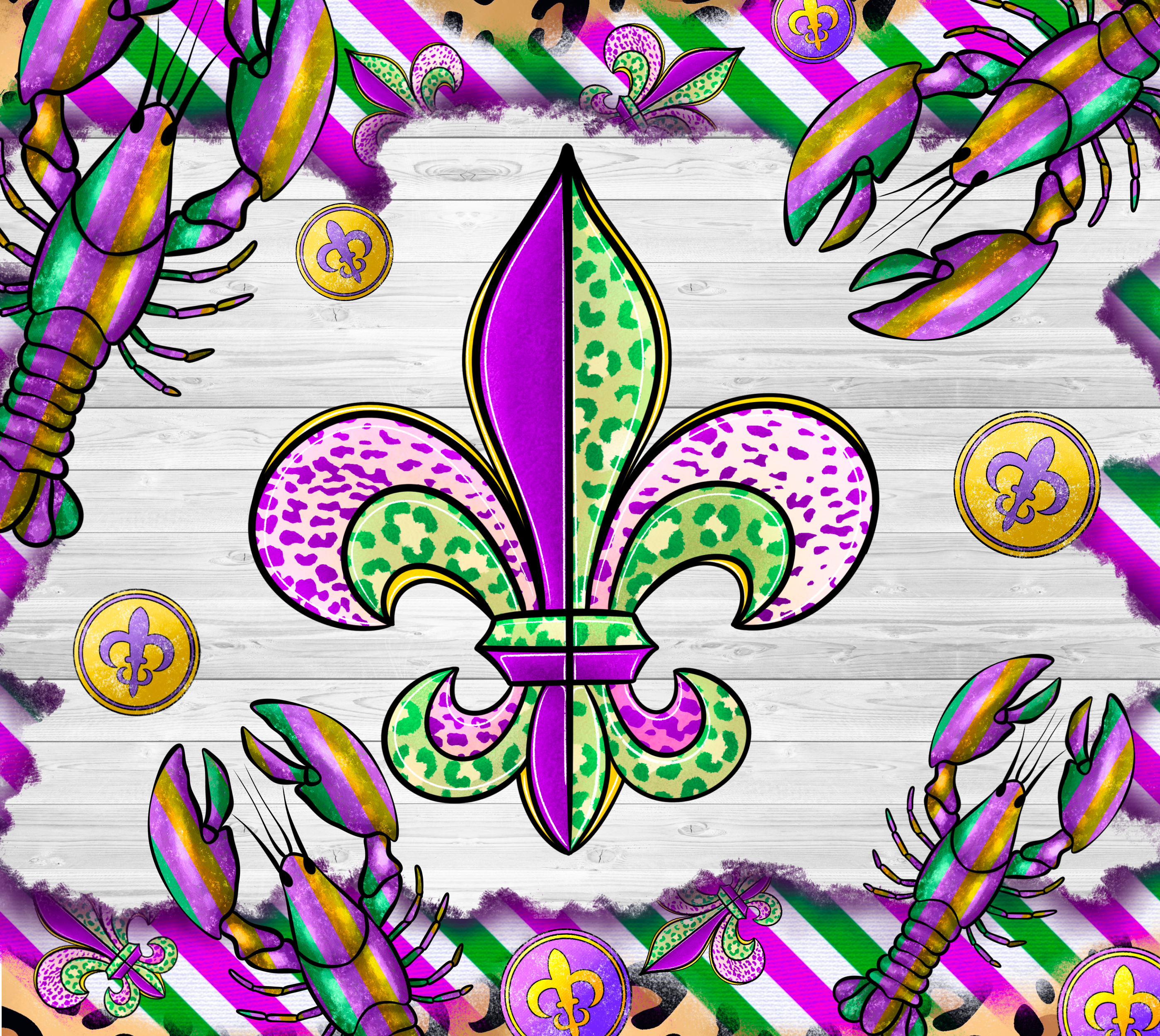 Mardi Gras 749 - Mardigrascrawfishfleurdelistumbler