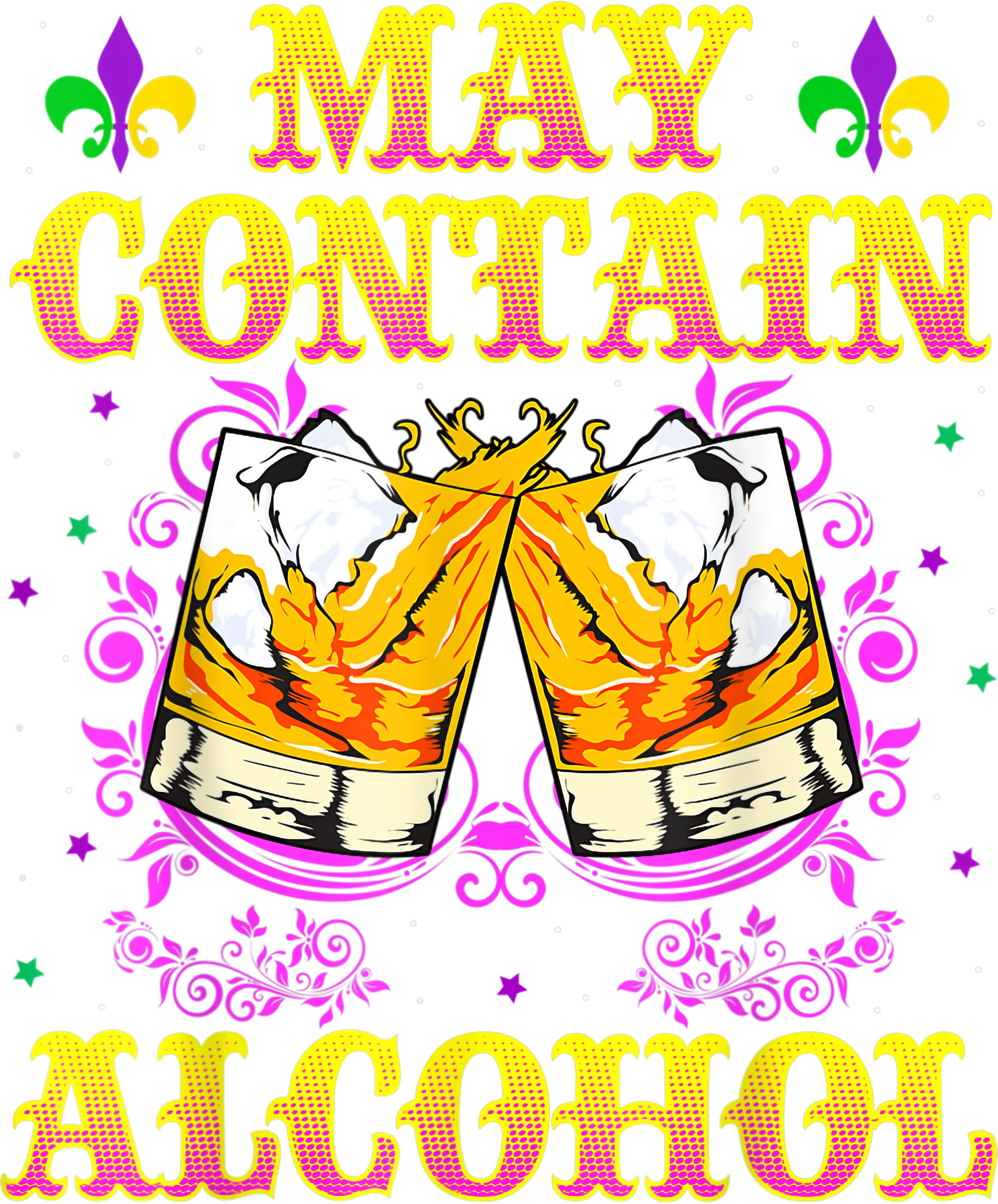 Mardi Gras 835 - May Contain Alcohol Mardi Gras Shirt Party Beads Mask Funny T Shirt