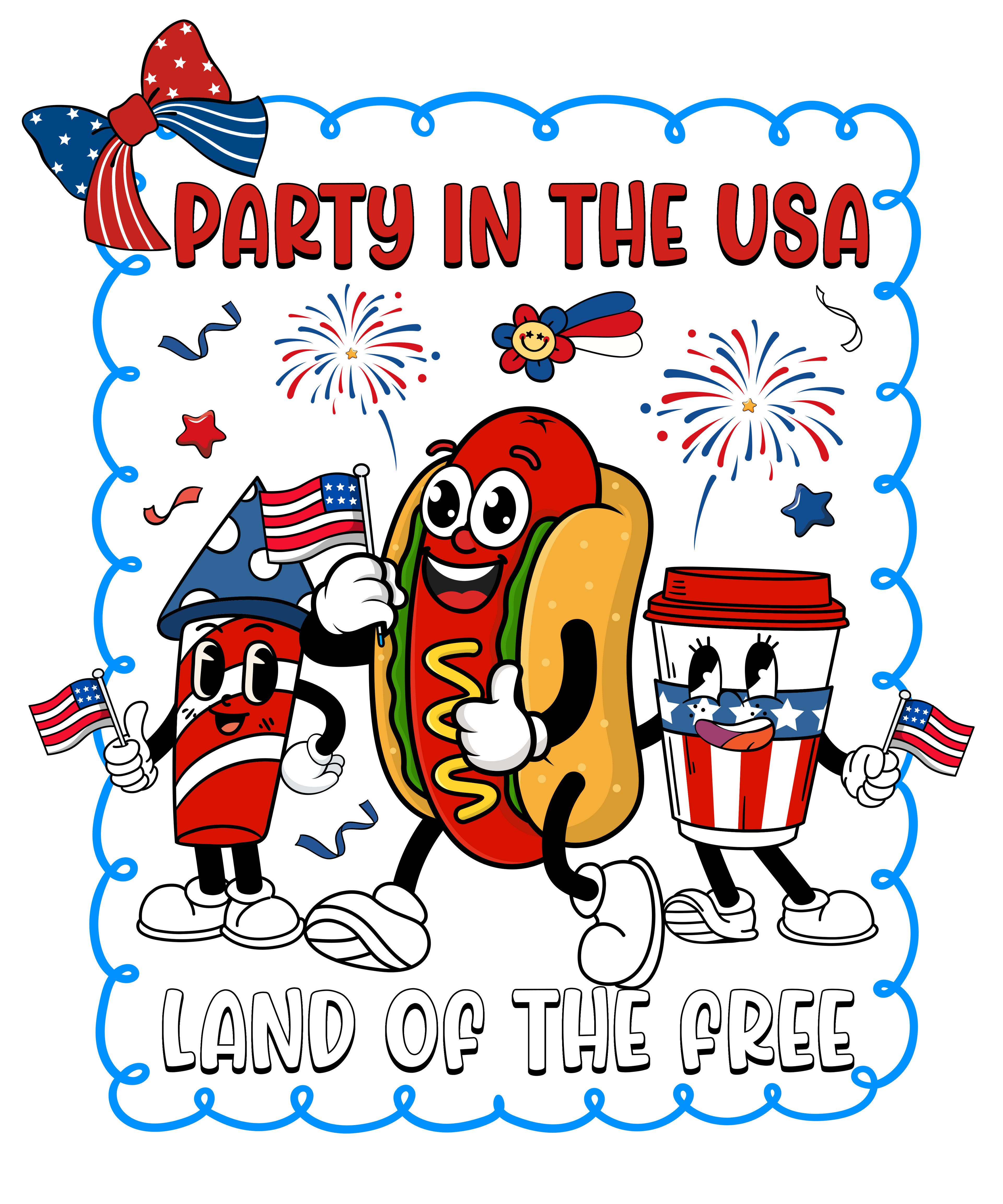4th of July 482 - Or 24052025 Nhuy Coquette Bow Frame Party In The Usa Land Of The Free 4th Of July America