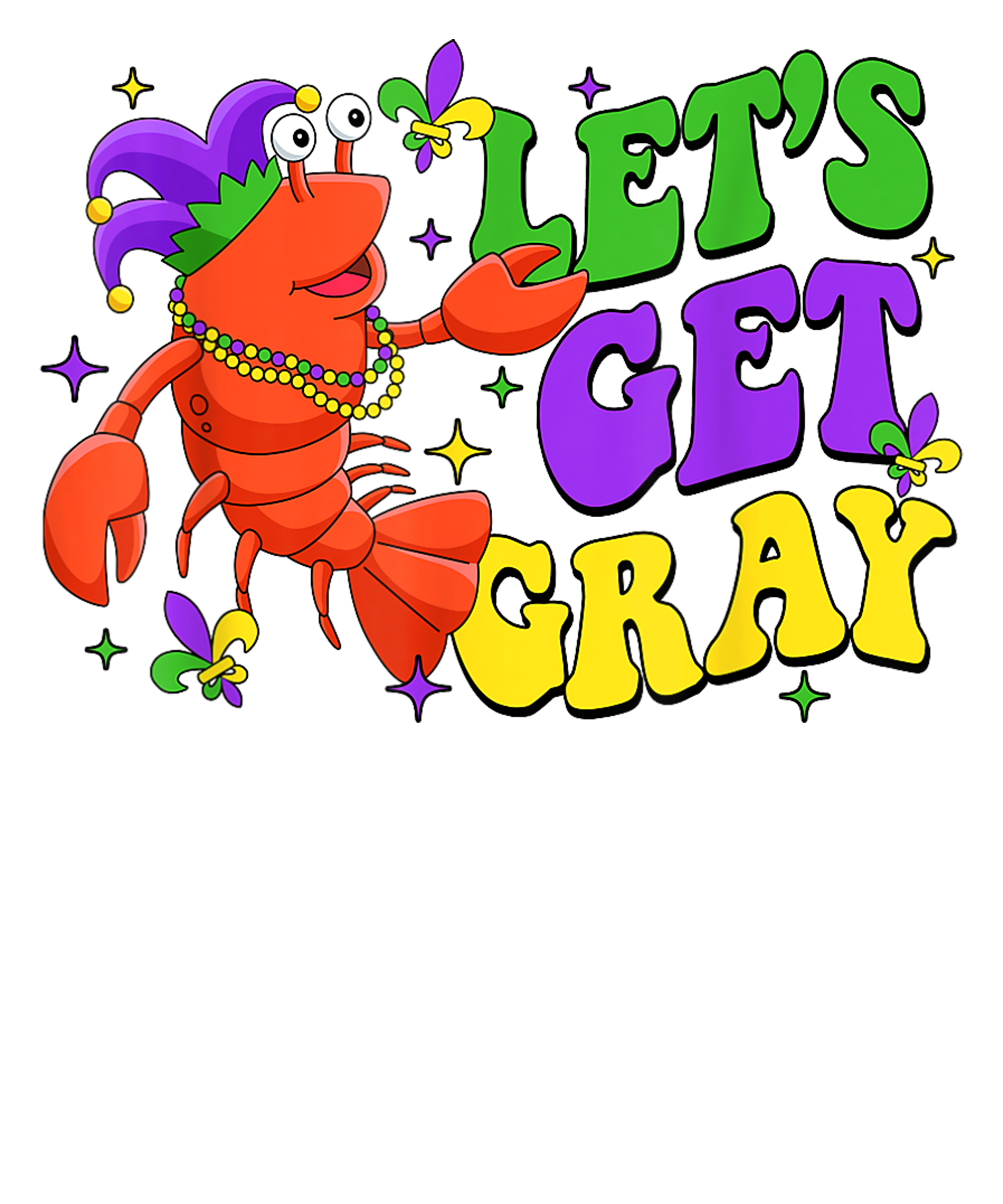 Let's Get Gray Funny Mardi Gras Party Crawfish Beads Mask