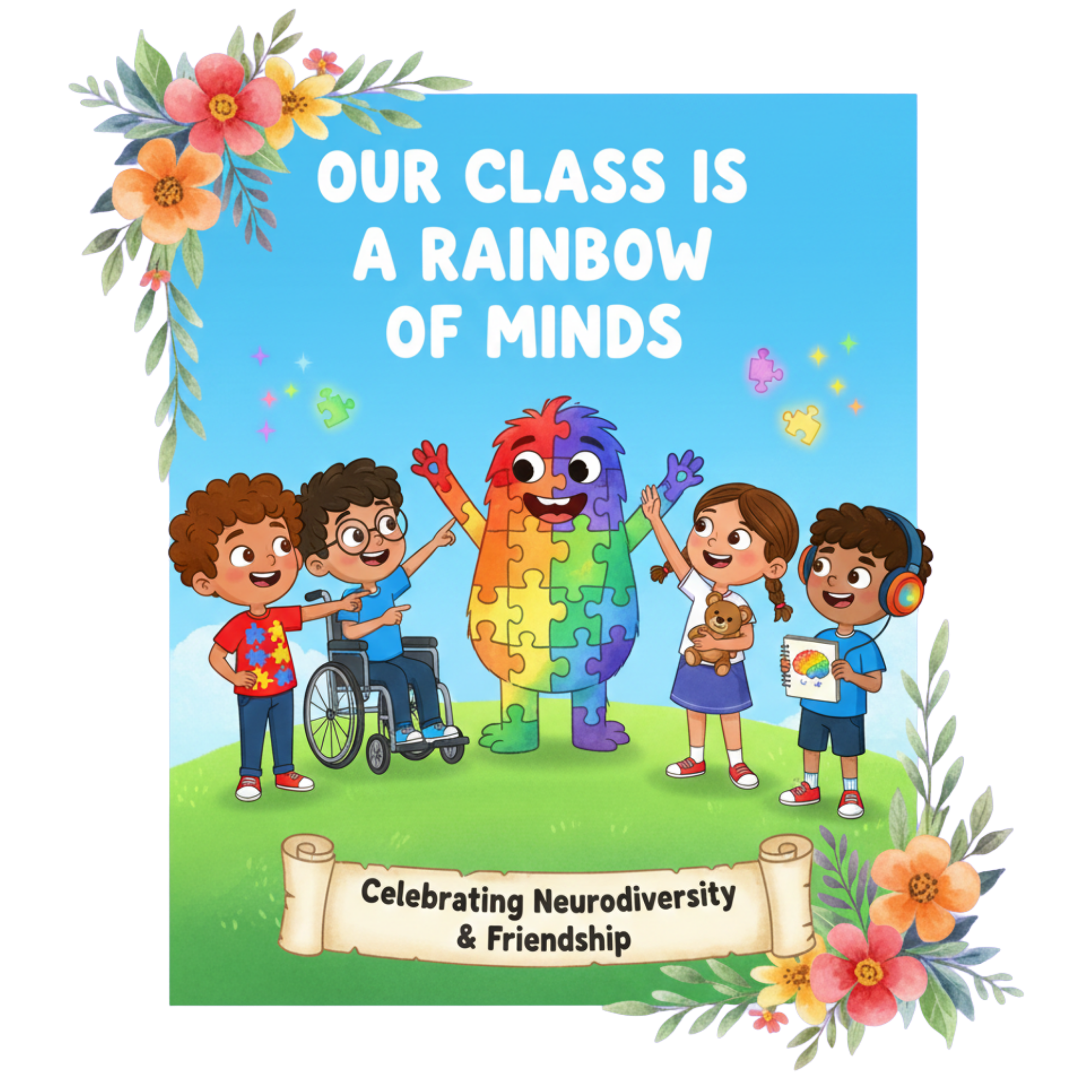 Autism 46 - 17.Rainbow Heart And Autism Awareness Design