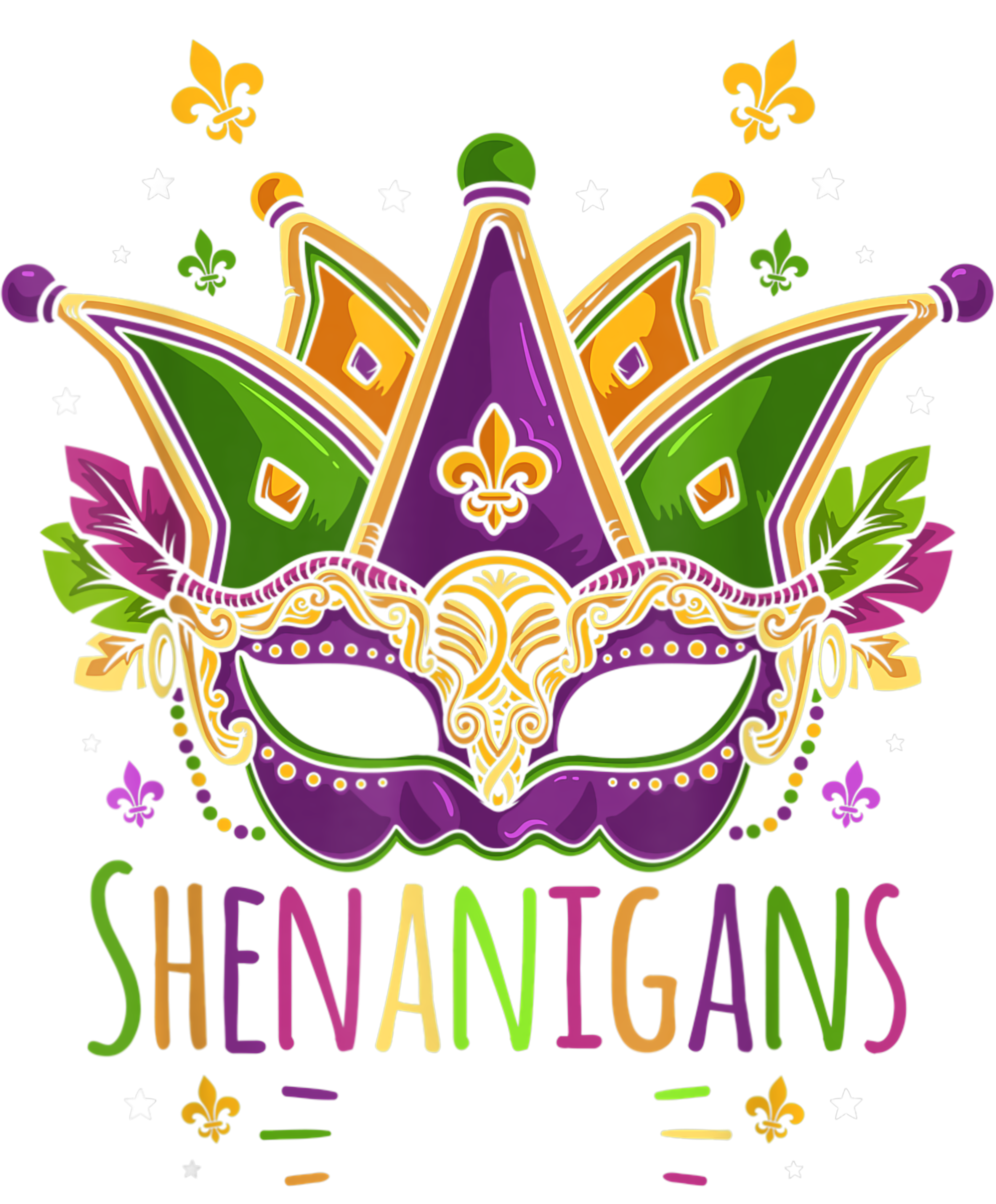 Mardi Gras 587 - Mardi Gras Costume Let The Shenanigans Begin Mask T Shirt