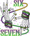 Mardi Gras 393 - Funny 67 Six Seven Meme Skeleton Hands Mardi Gras Beads Sweatshirt