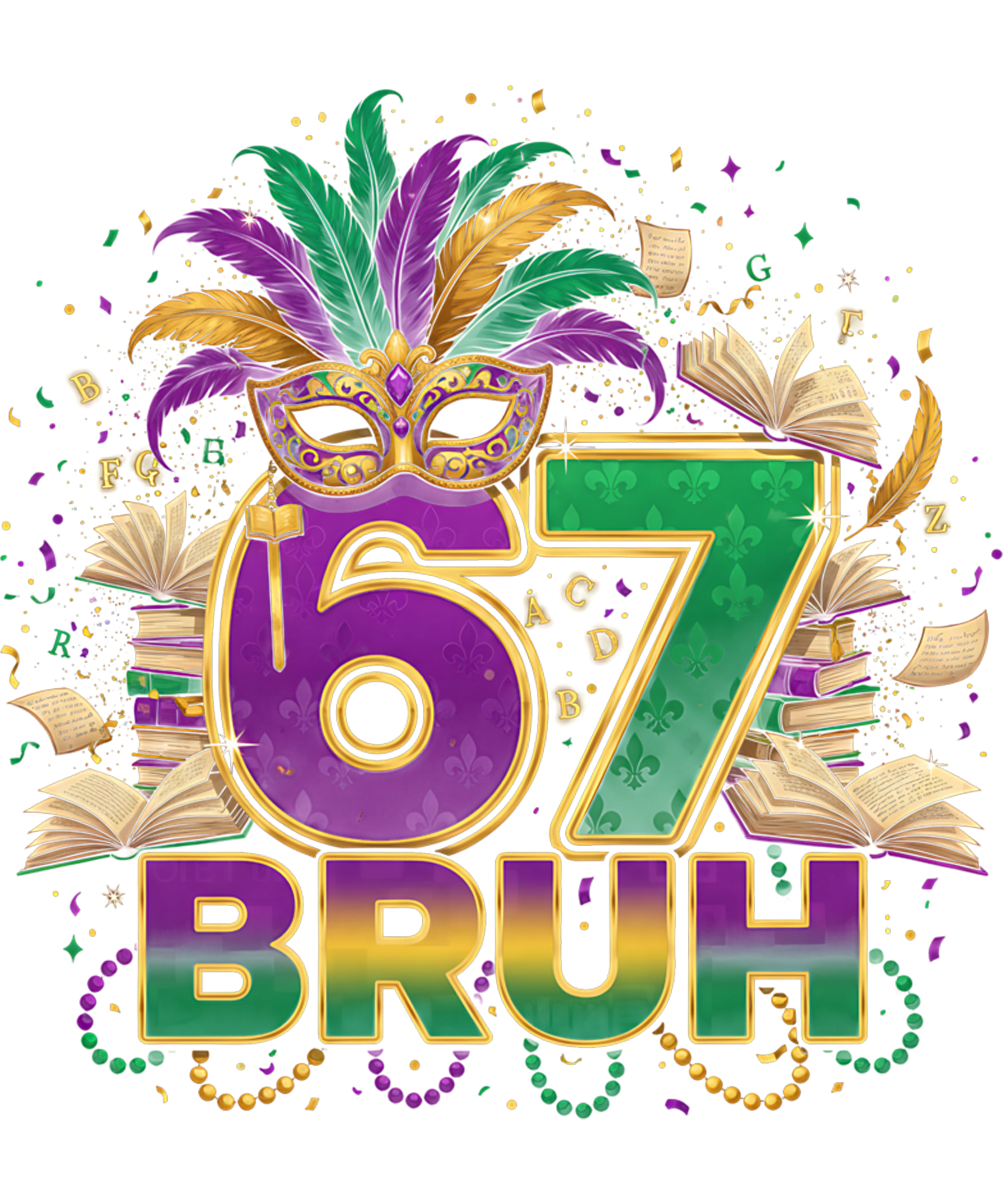 Mardi Gras 171 - 67 Meme Gen Alpha Slang Funny Mardi Gras Six Seven Book Sweatshirt
